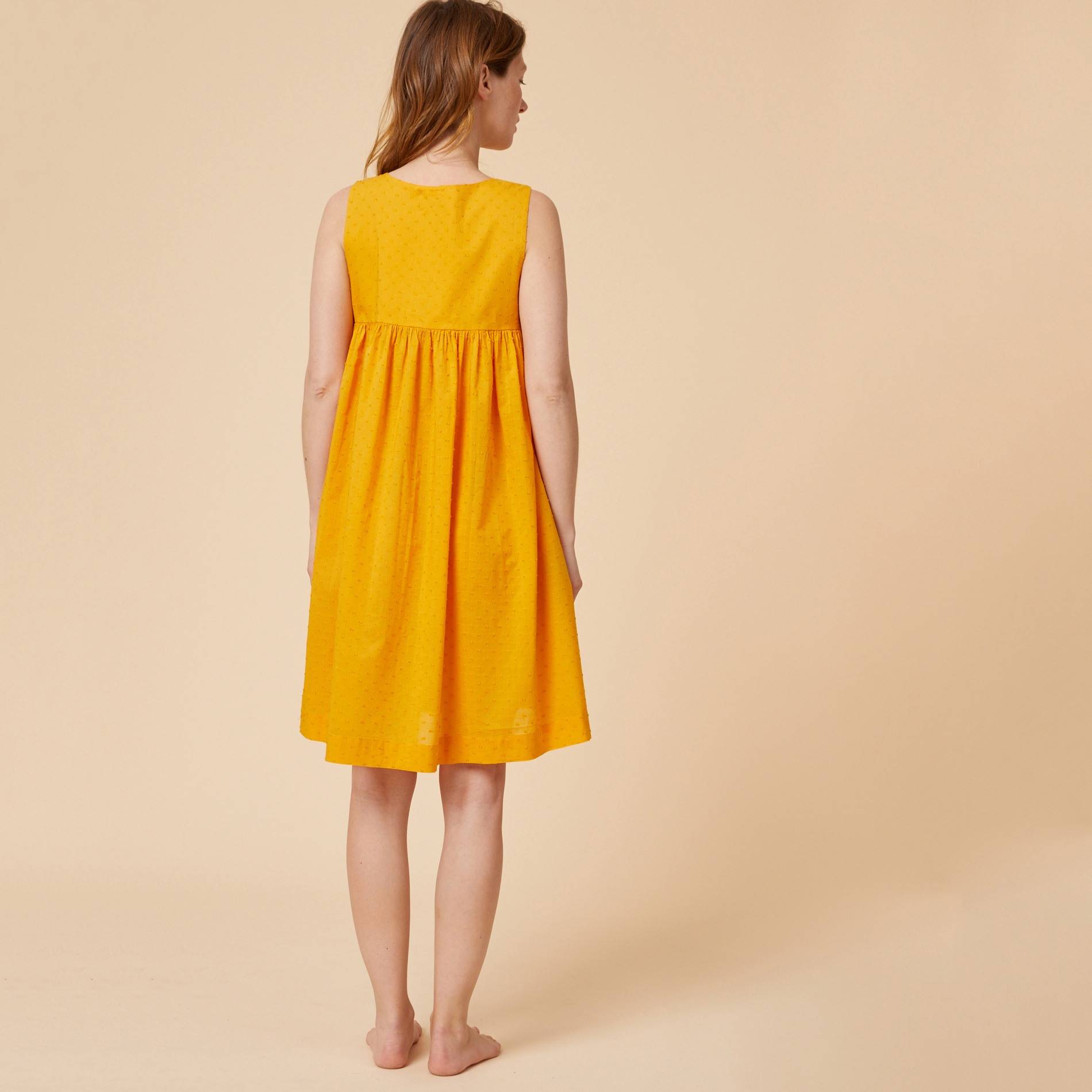 Chemise de nuit unie brode plumetis, Ocre, large image number 1
