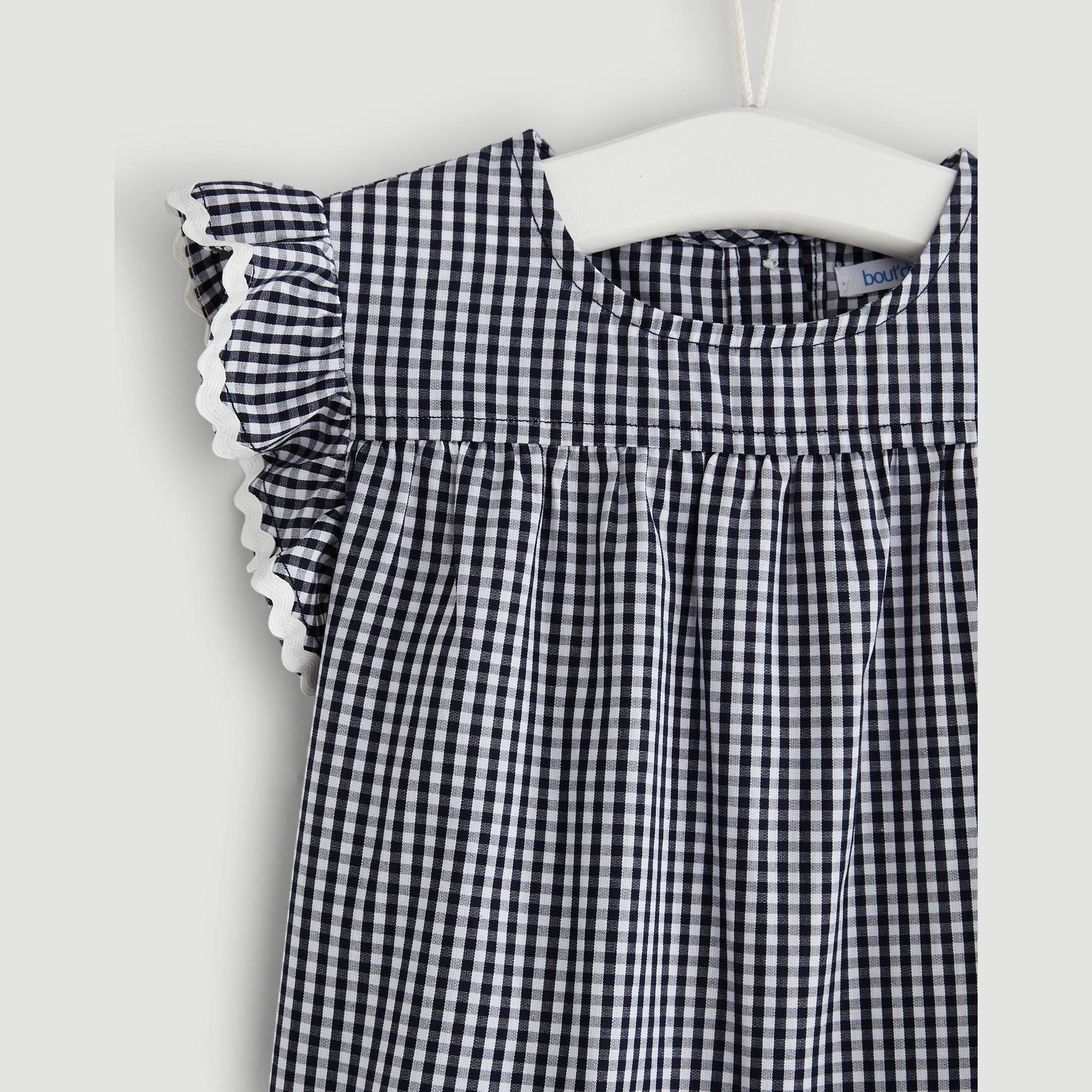 Ensemble top+short en tissu carreaux, Bleu marine, large image number 2.0