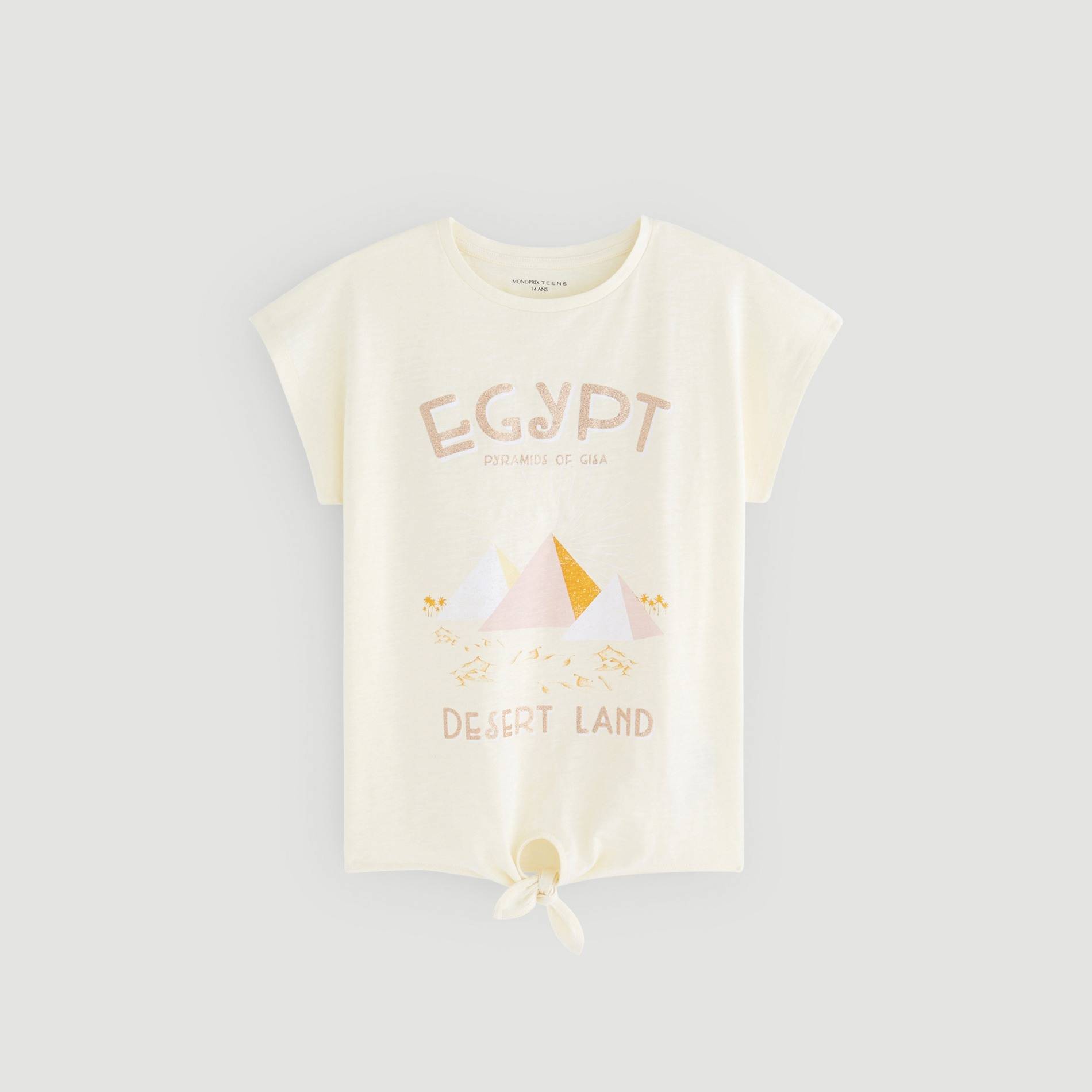 T-shirt manches courtes imprimé, Jaune pâle, large image number 1.0