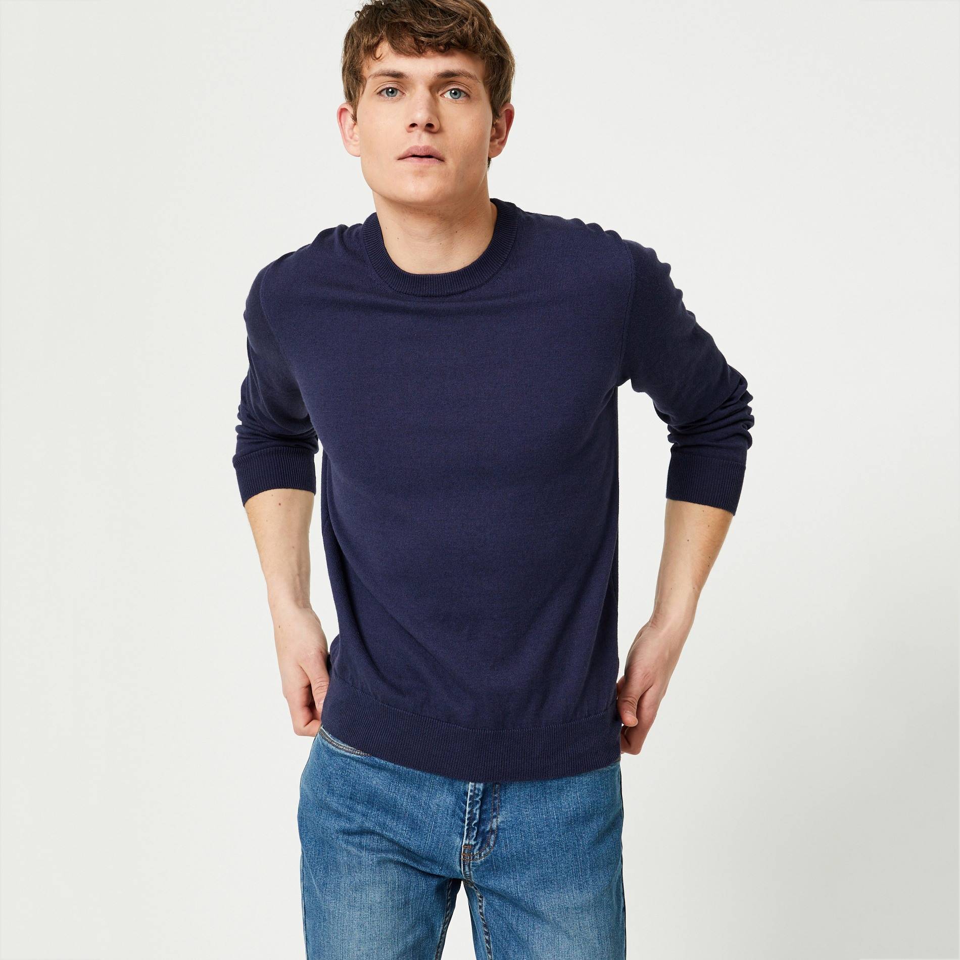 Pull coton et cachemire, Bleu marine, large image number 0