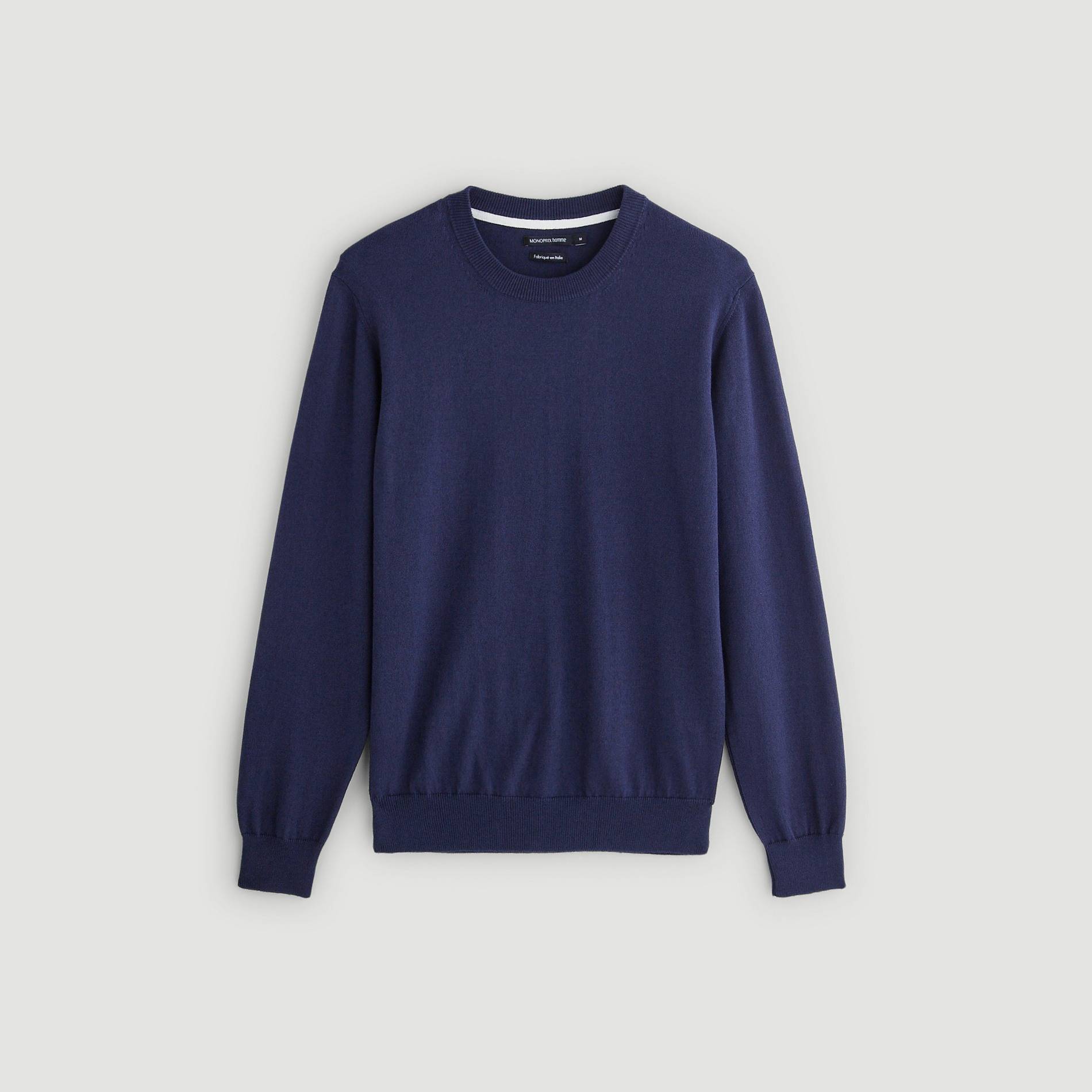 Pull coton et cachemire, Bleu marine, large image number 2