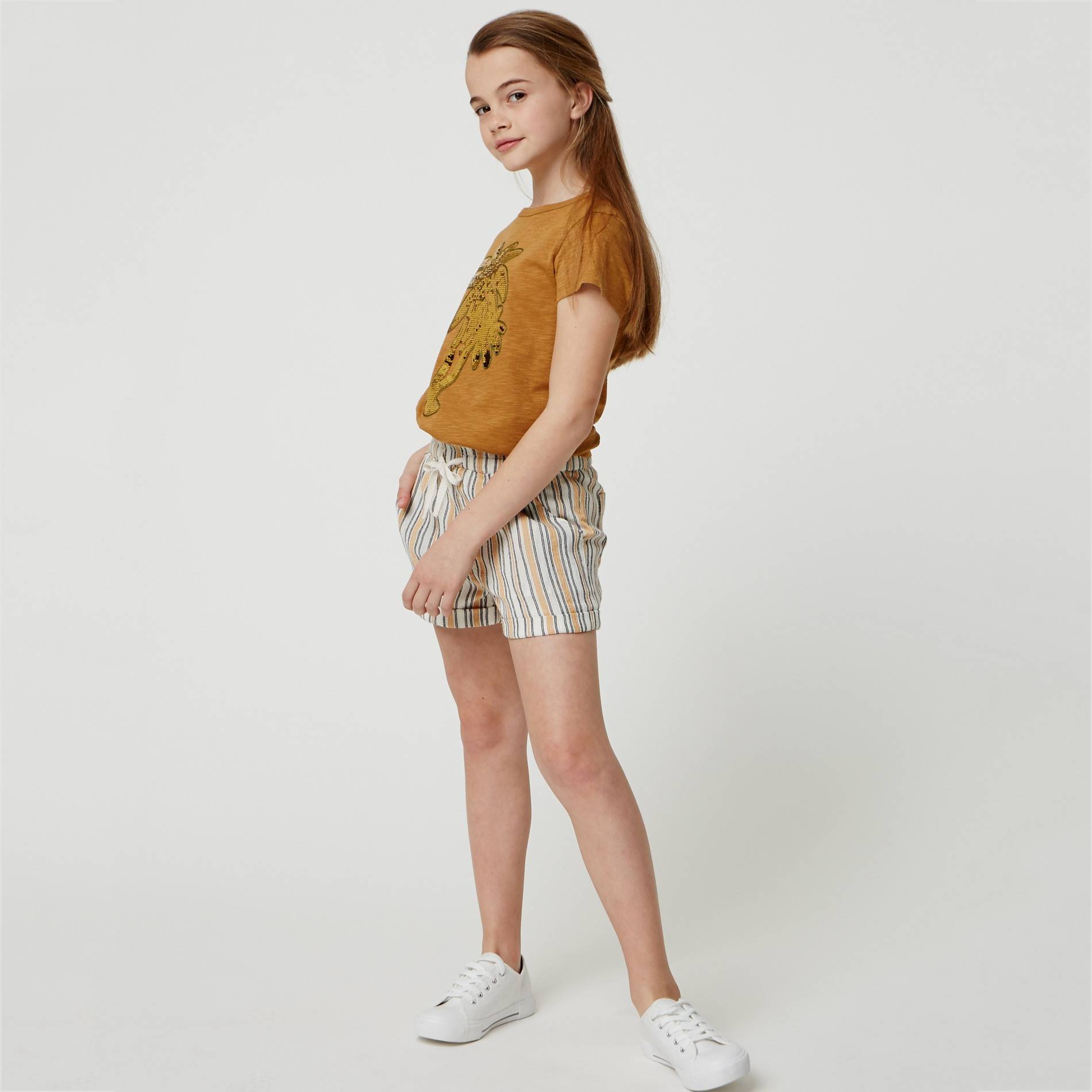 Short rayé, Ecru, large image number 0