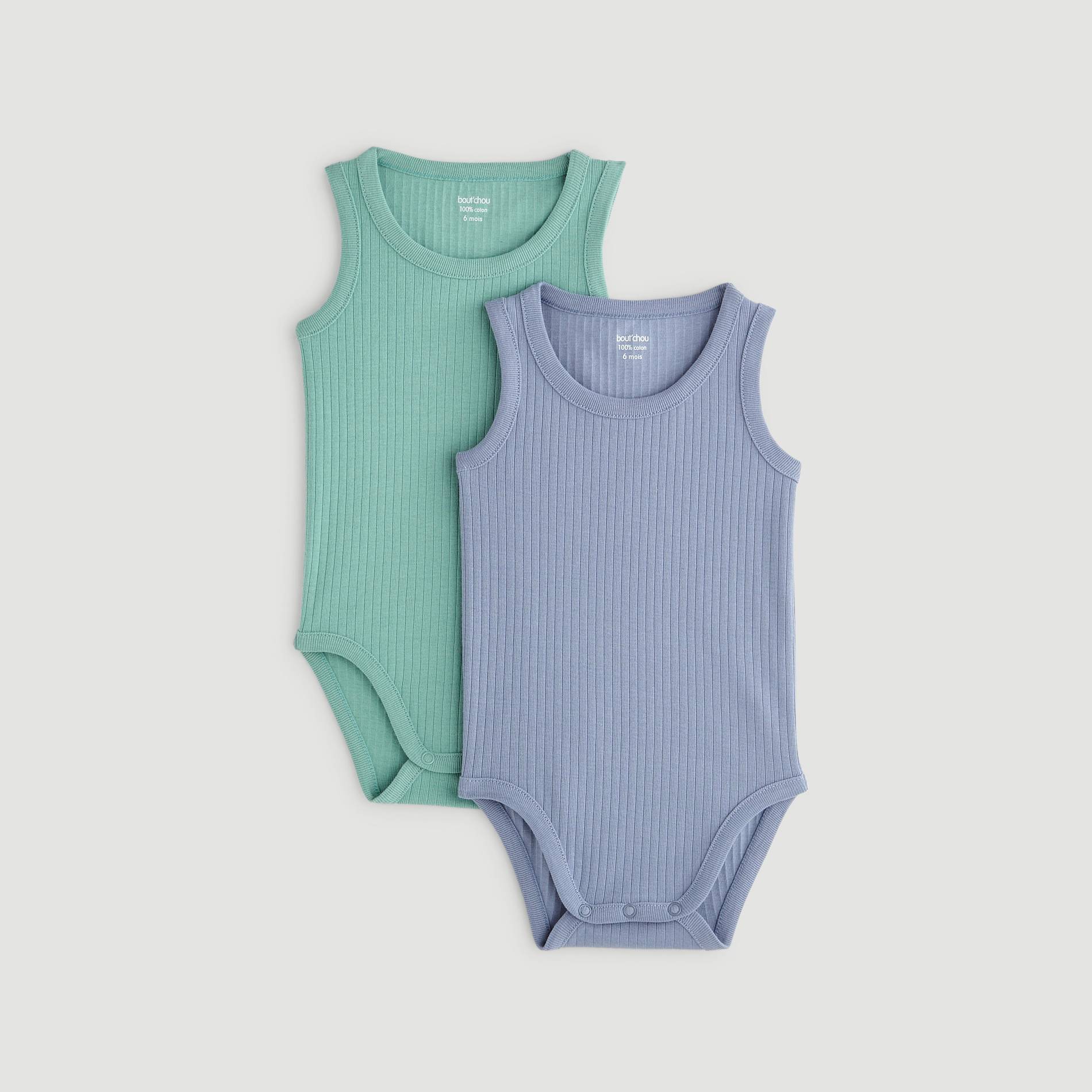 Lot de 2 bodies sans manches, Anis, large image number 0