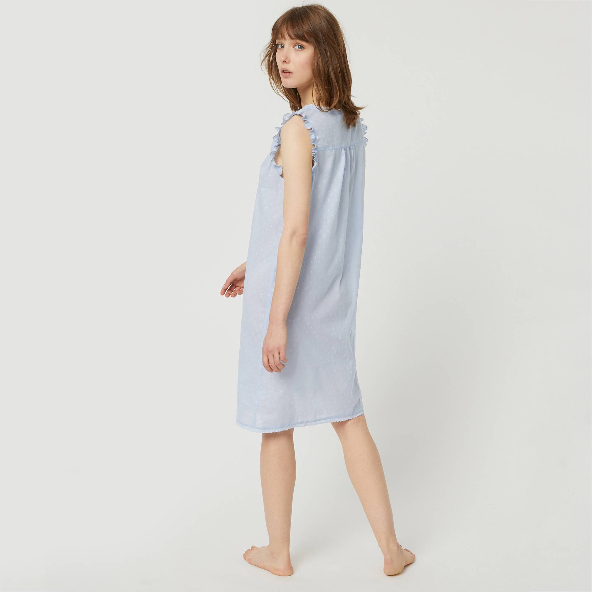 Chemise de nuit sans manches en plumetis, Bleu pâle, large image number 1.0