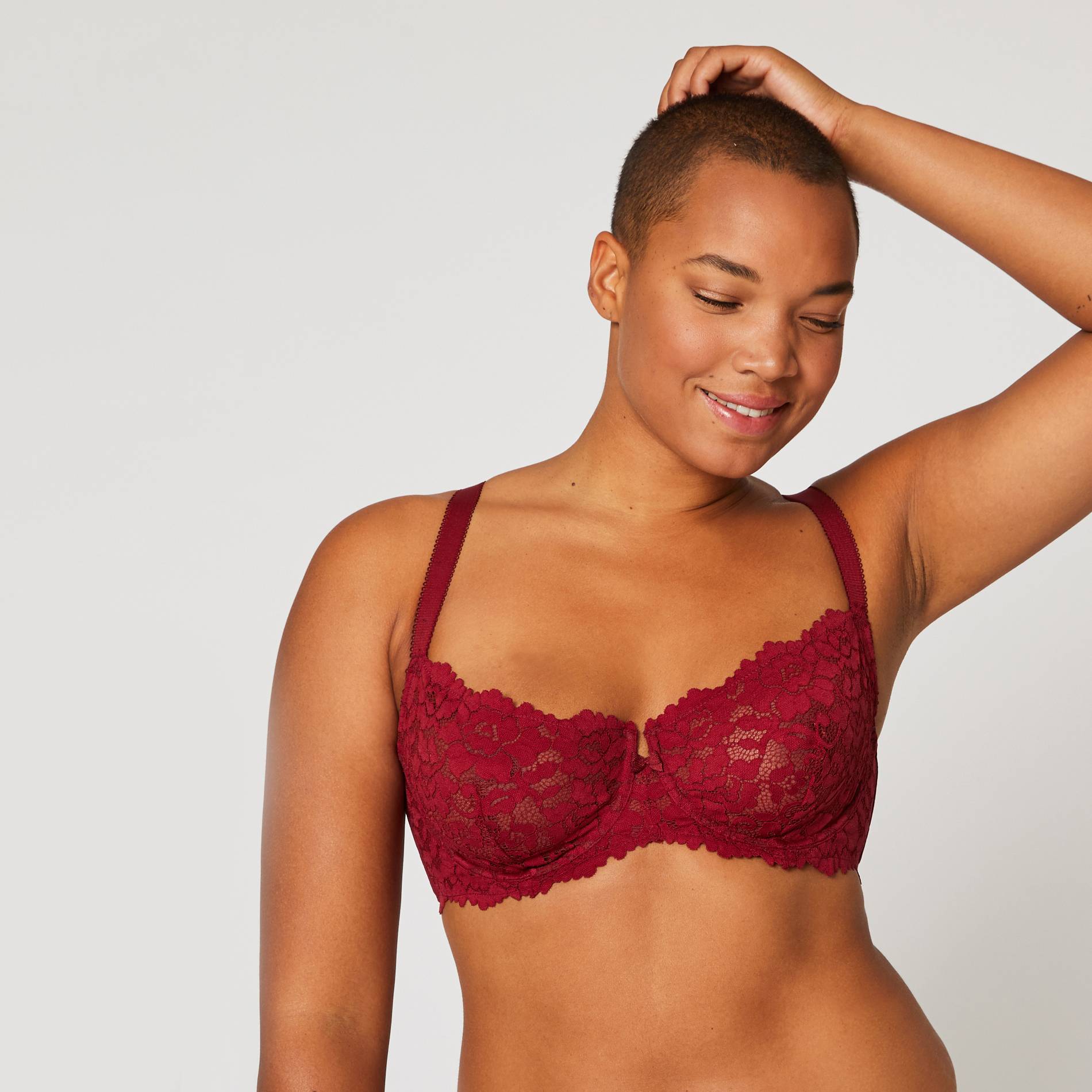 Soutien-gorge corbeille balconnet CAMILLE en dentelle, Bordeaux, large image number 0.0