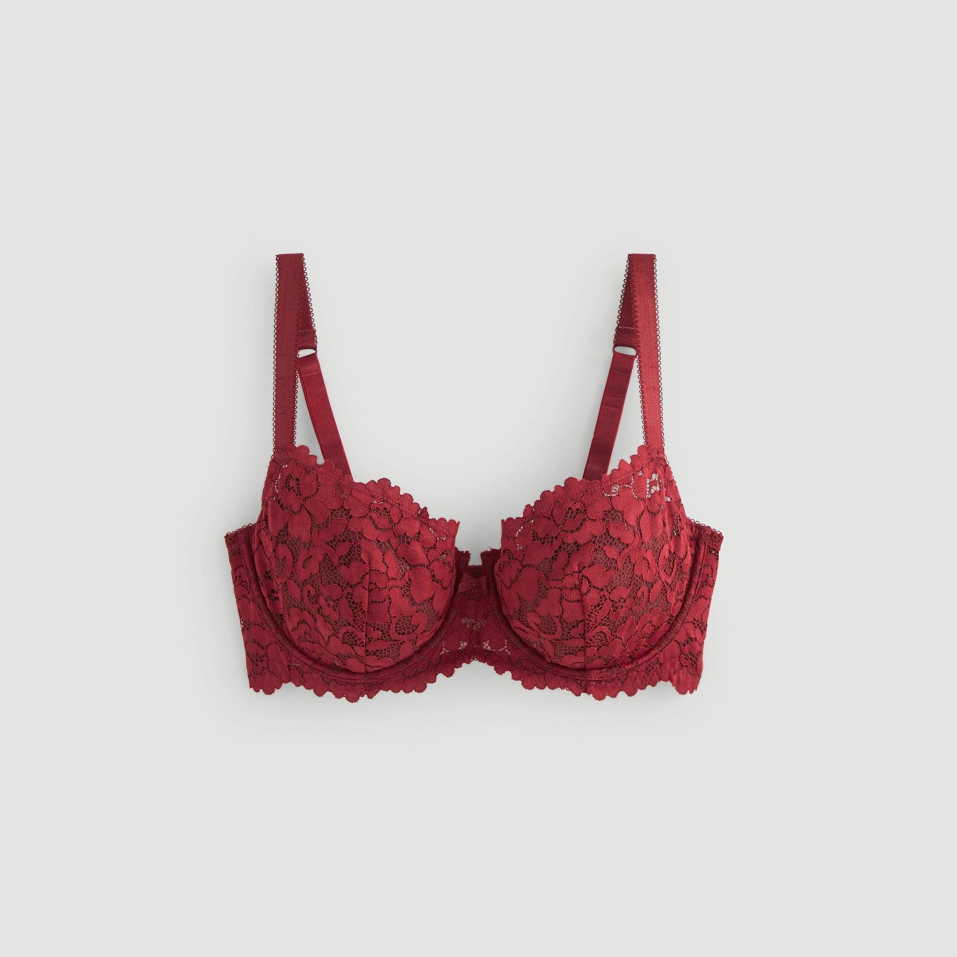Soutien-gorge corbeille balconnet CAMILLE en dentelle, Bordeaux, large image number 2