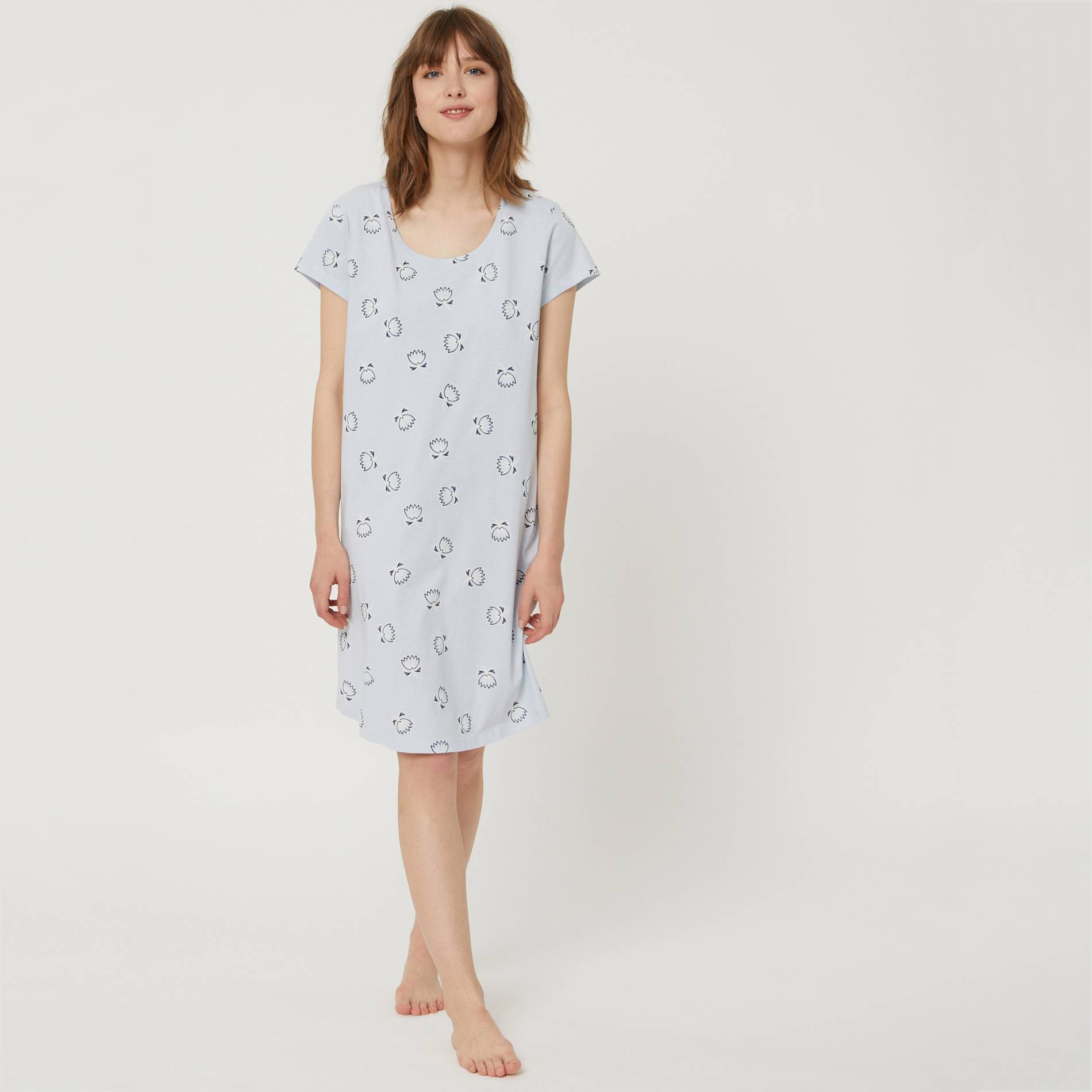 Chemise de nuit imprime fleurs en coton BIO, Bleu pâle, large image number 0
