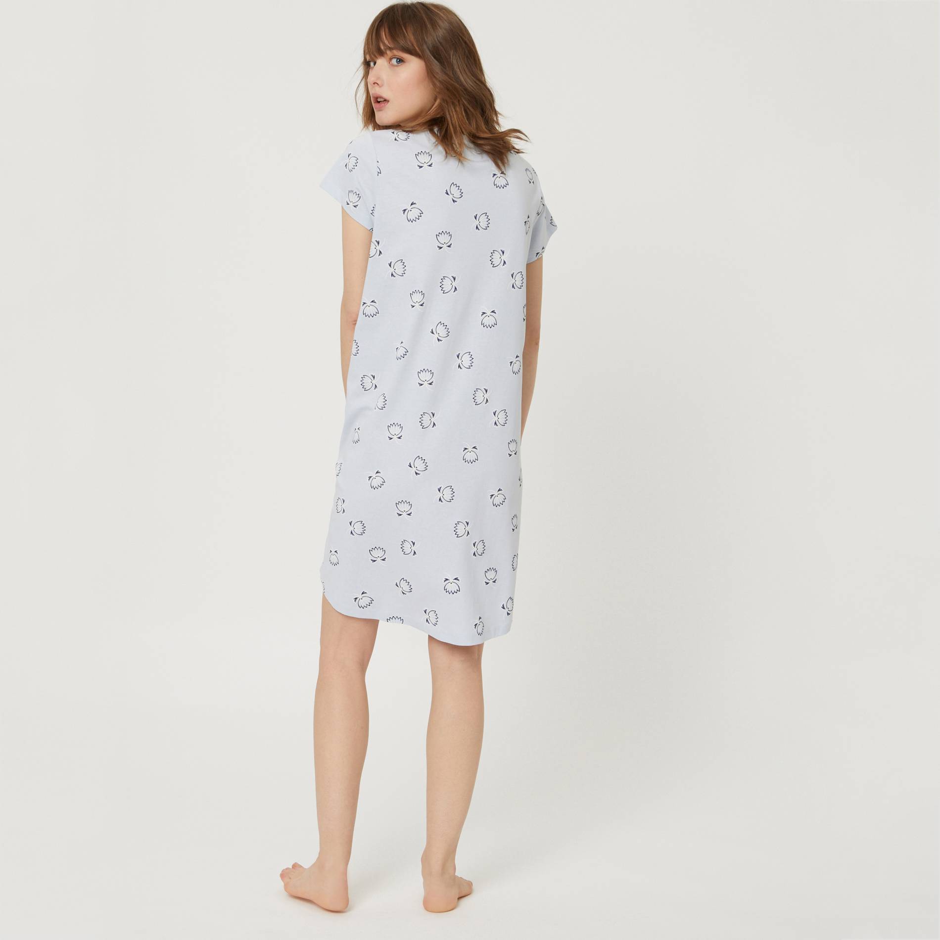 Chemise de nuit imprime fleurs en coton BIO, Bleu pâle, large image number 1.0