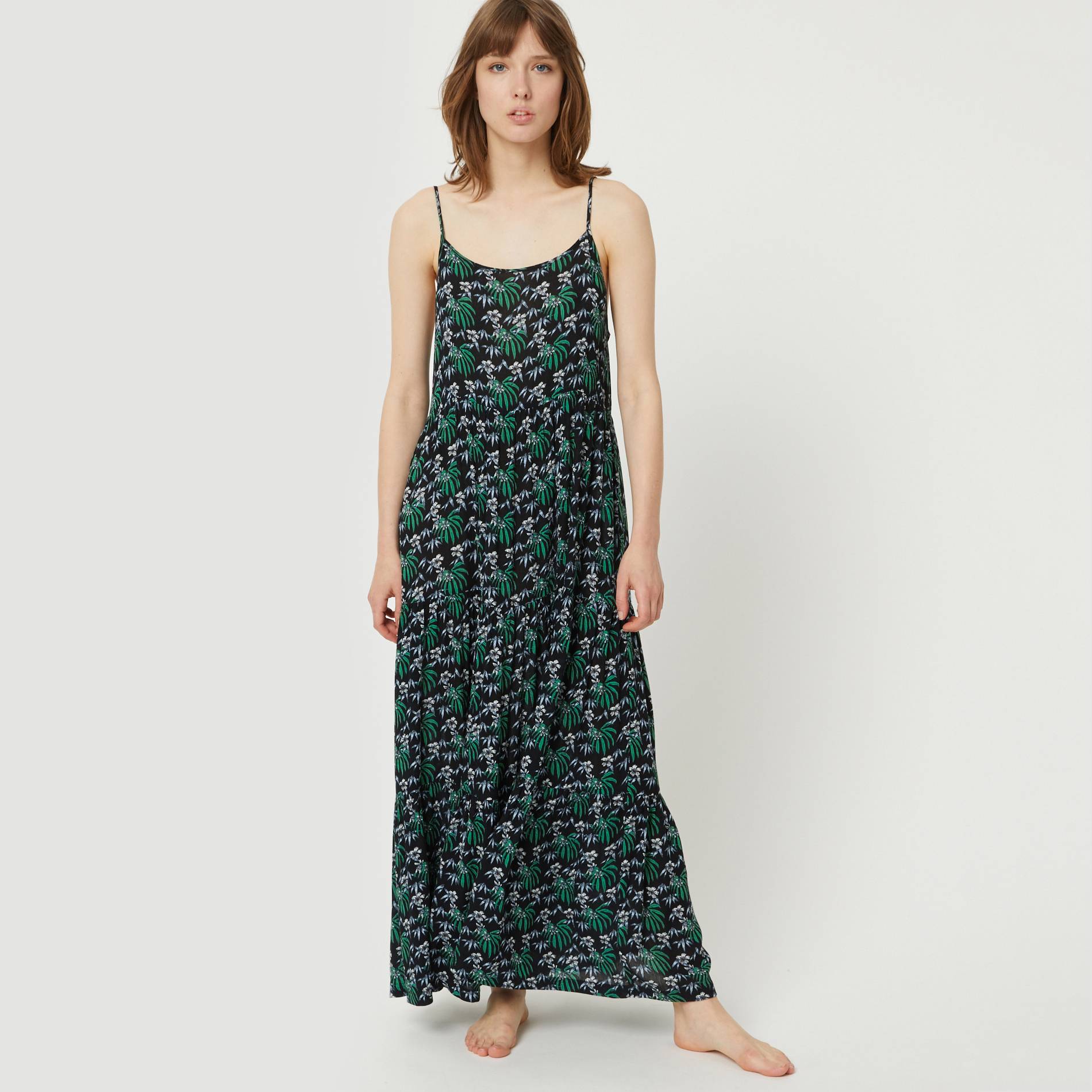 Chemise de nuit longue imprime fleurs, Bleu marine, large image number 0