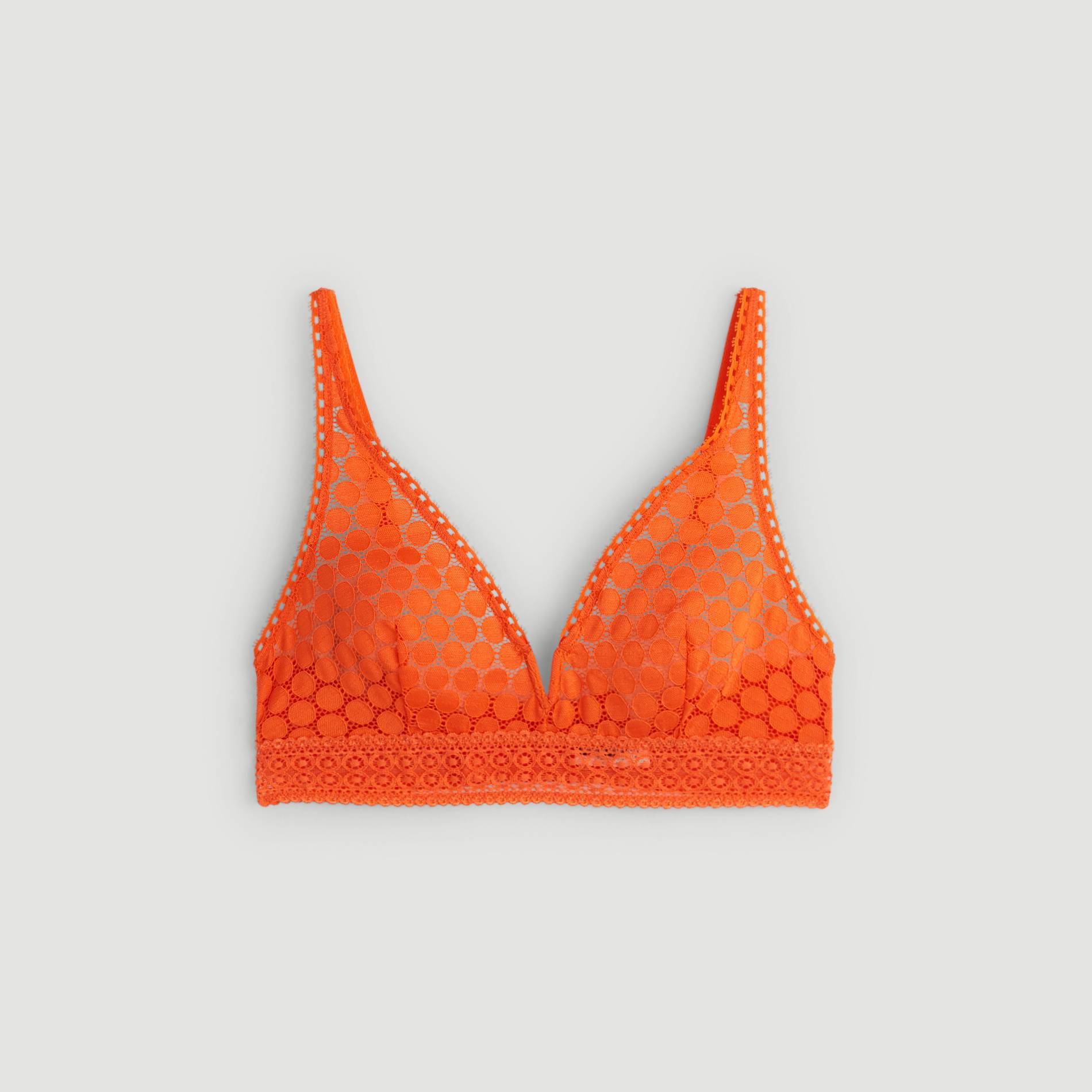 Soutien-gorge triangle foulard en dentelle et pois, Orange, large image number 2