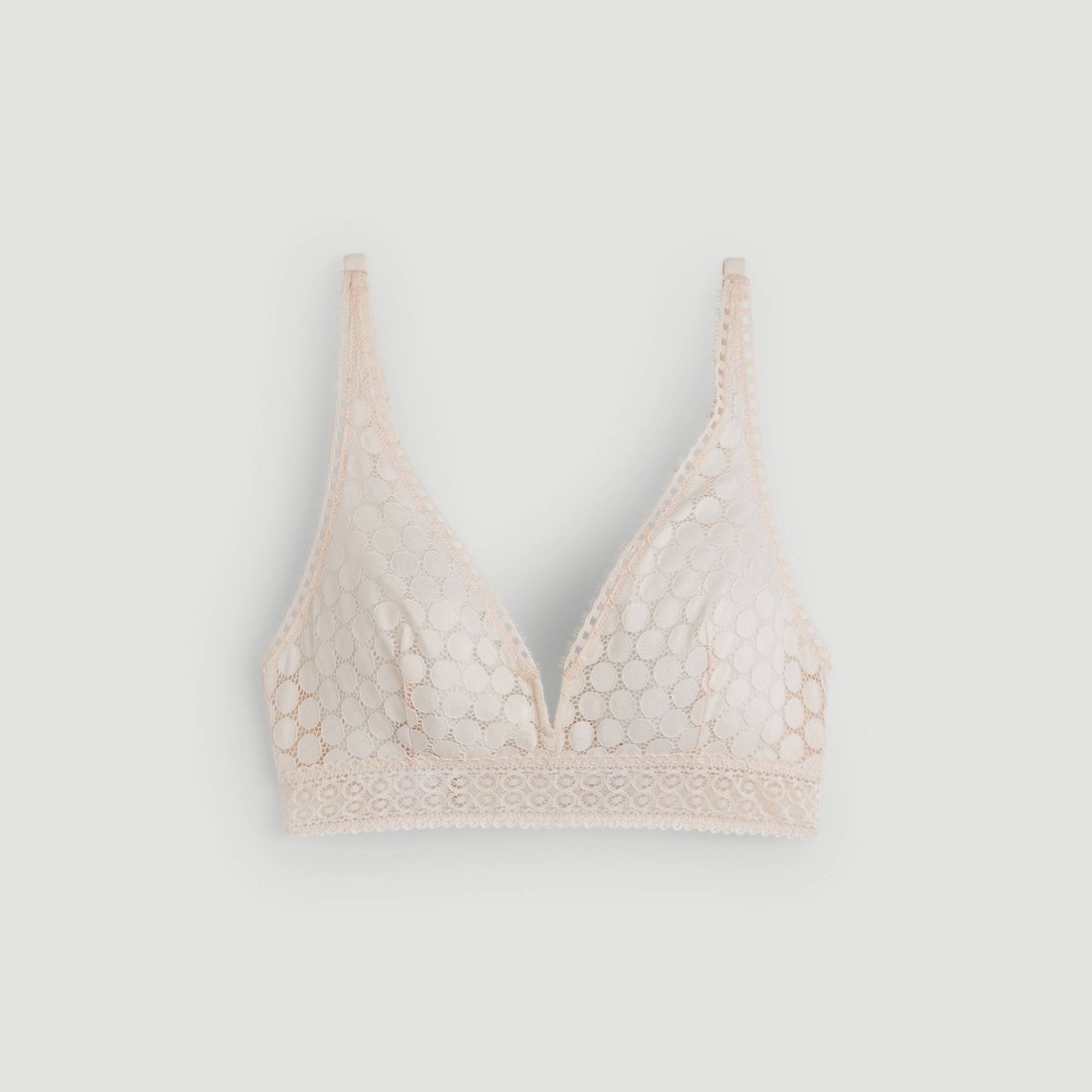 Soutien-gorge triangle foulard en dentelle et pois, Rose pâle, large image number 2.0