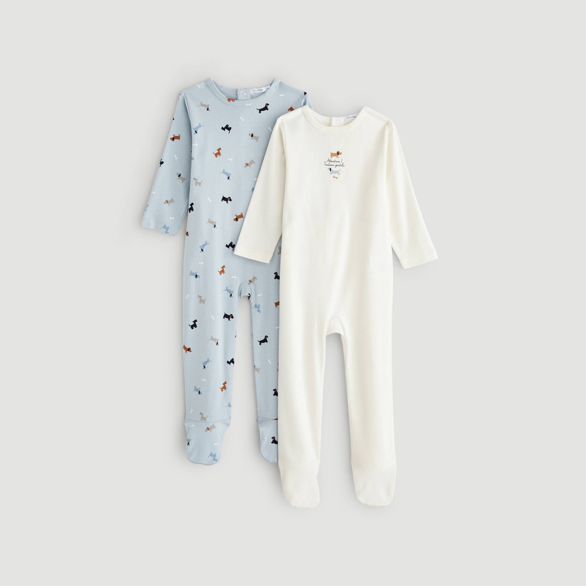Lot de 2 dors bien imprimes - Oeko-Tex ®, Bleu pâle, large image number 0