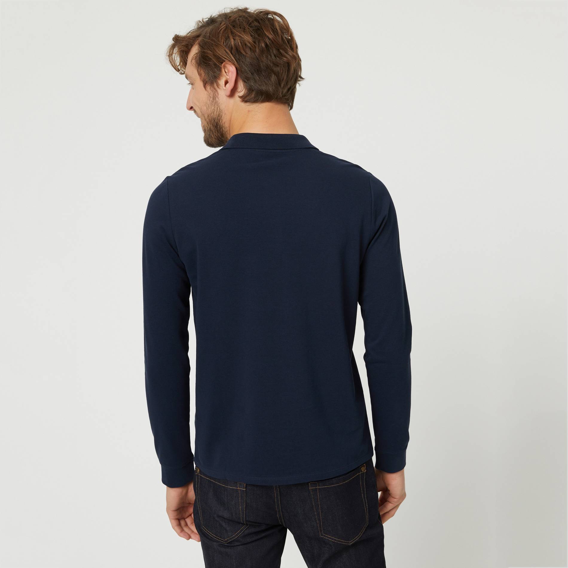 Polo manches longues en coton BIO, Bleu marine, large image number 1