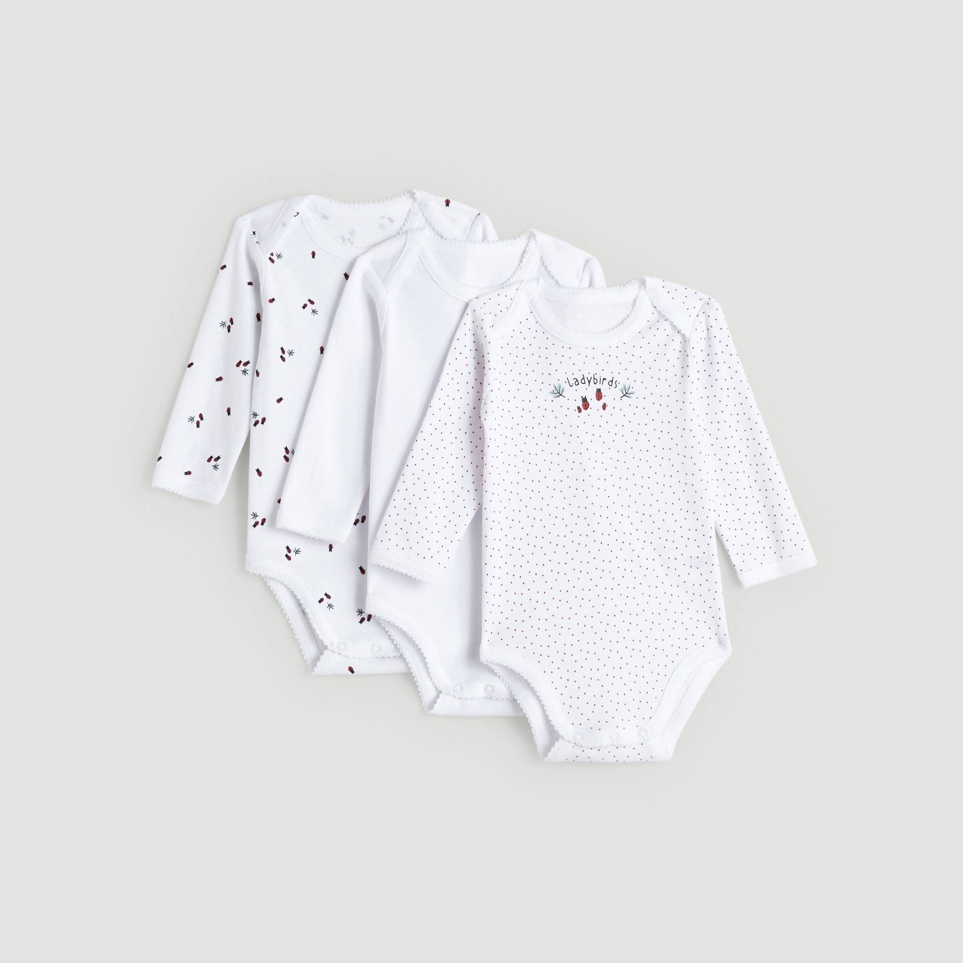 Lot de 3 bodies manches longues, Blanc, large image number 0