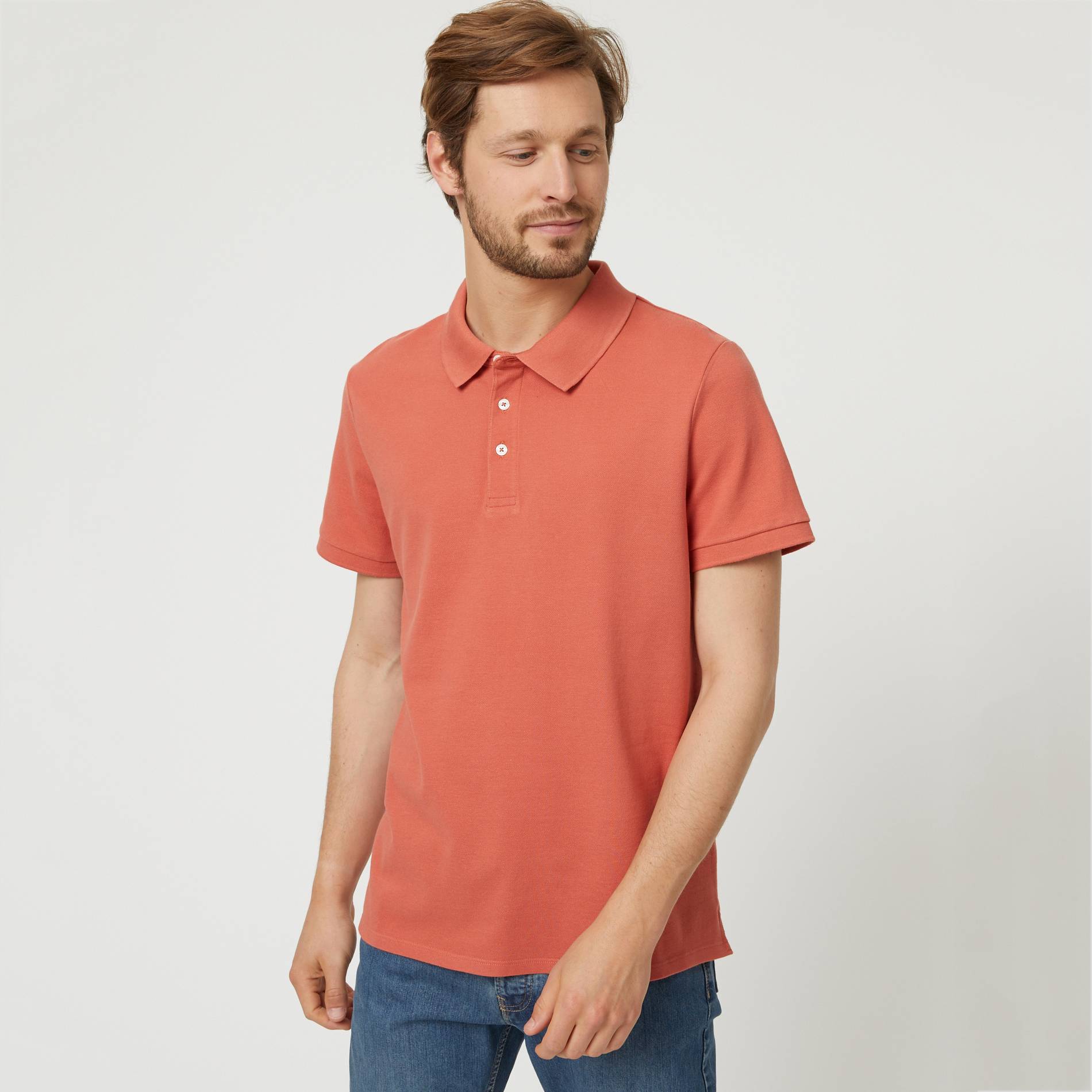 Polo manches courtes en coton BIO, Orange, large image number 0