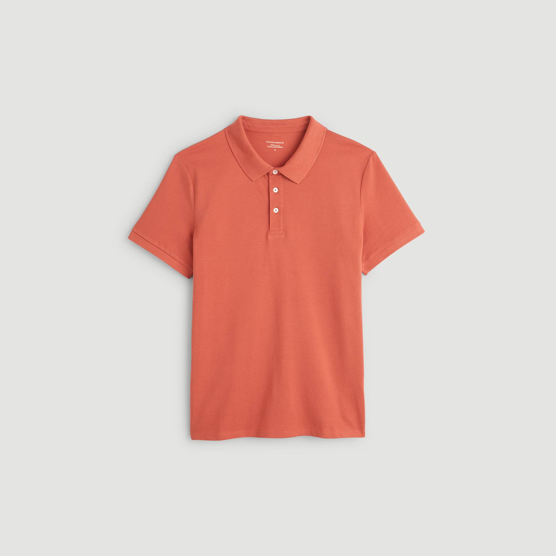 Polo manches courtes en coton BIO, Orange, large image number 2.0