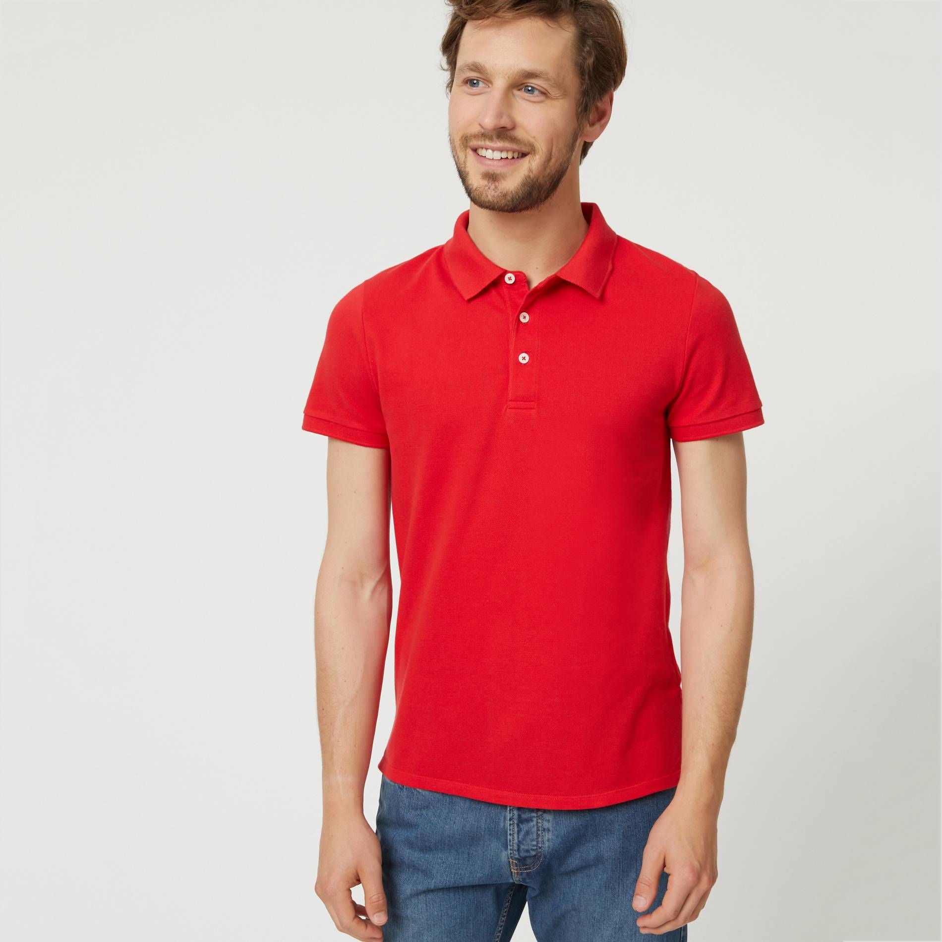 Polo manches courtes en coton BIO, Rouge, large image number 0