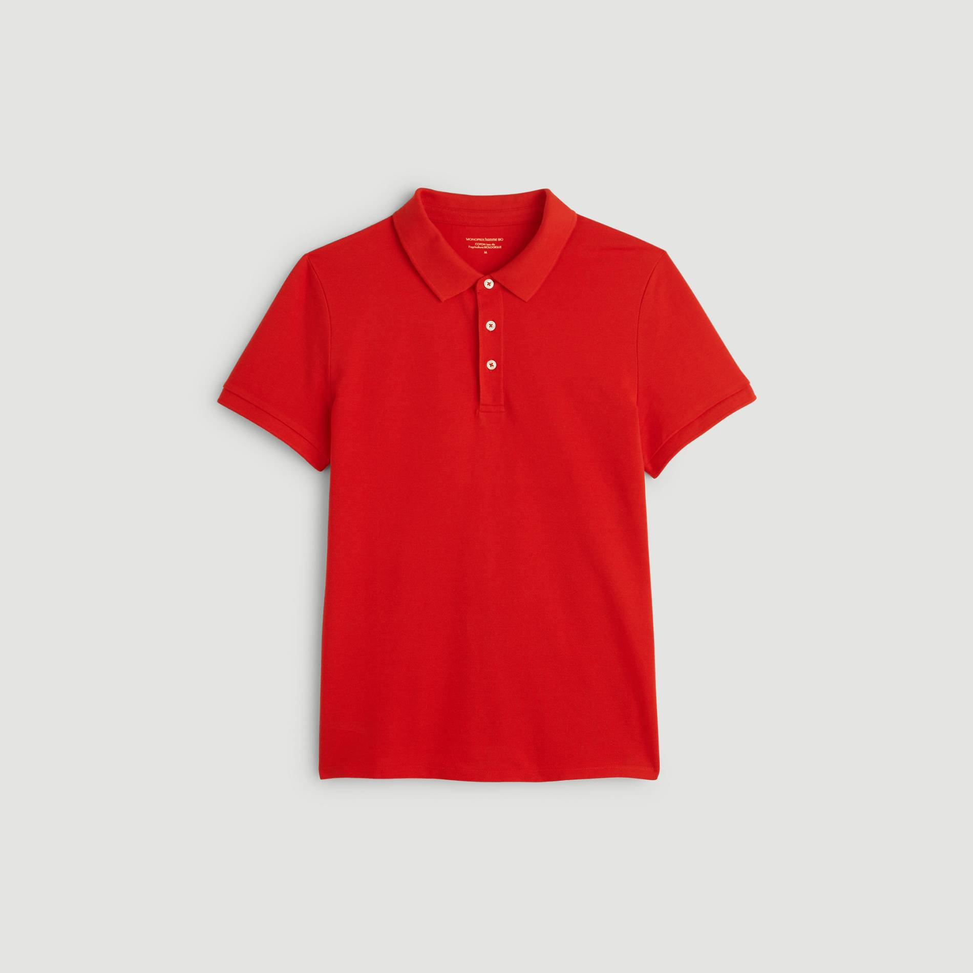 Polo manches courtes en coton BIO, Rouge, large image number 2.0