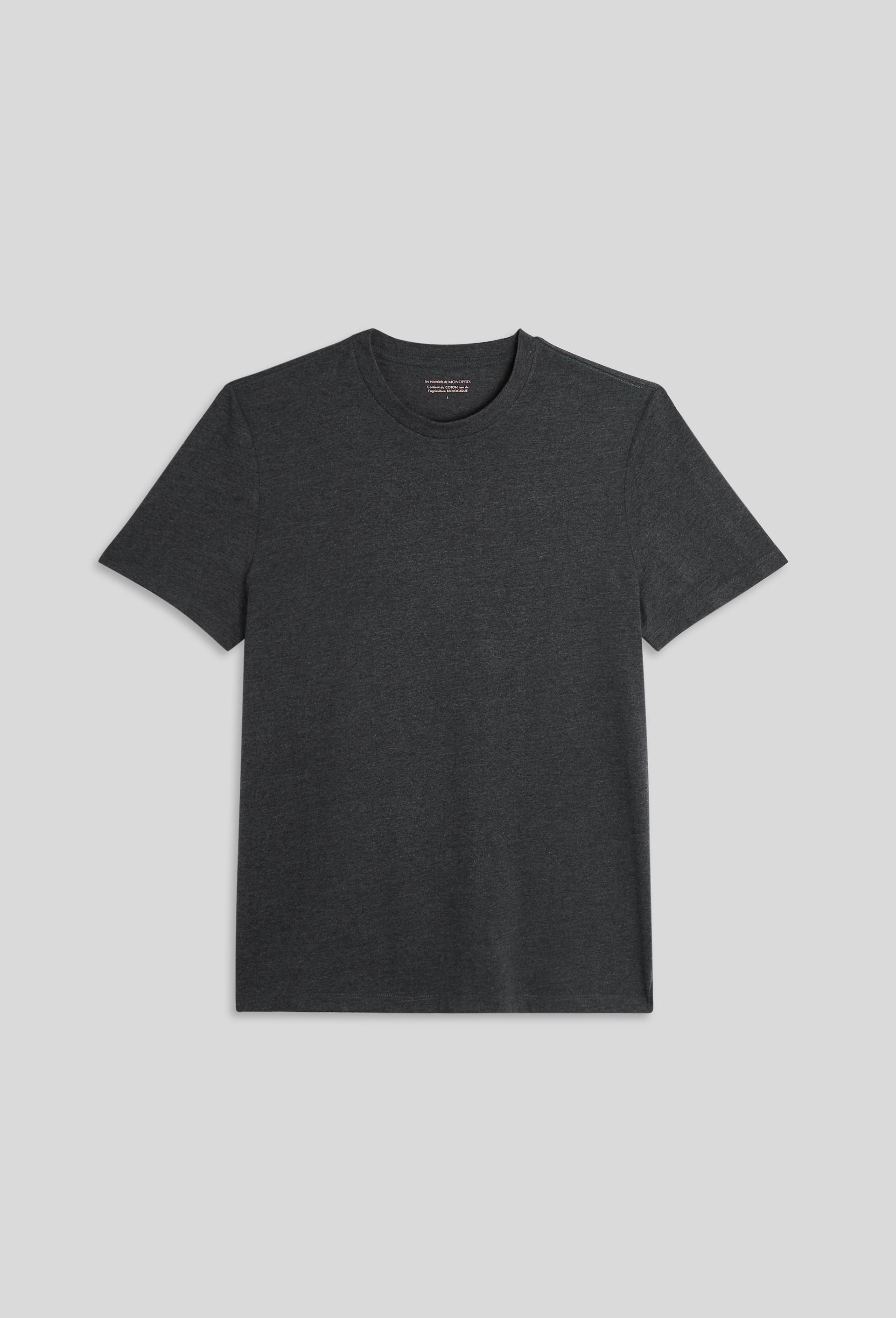 T-shirt manches courtes col rond contenant du coton BIO, Gris, large image number 2