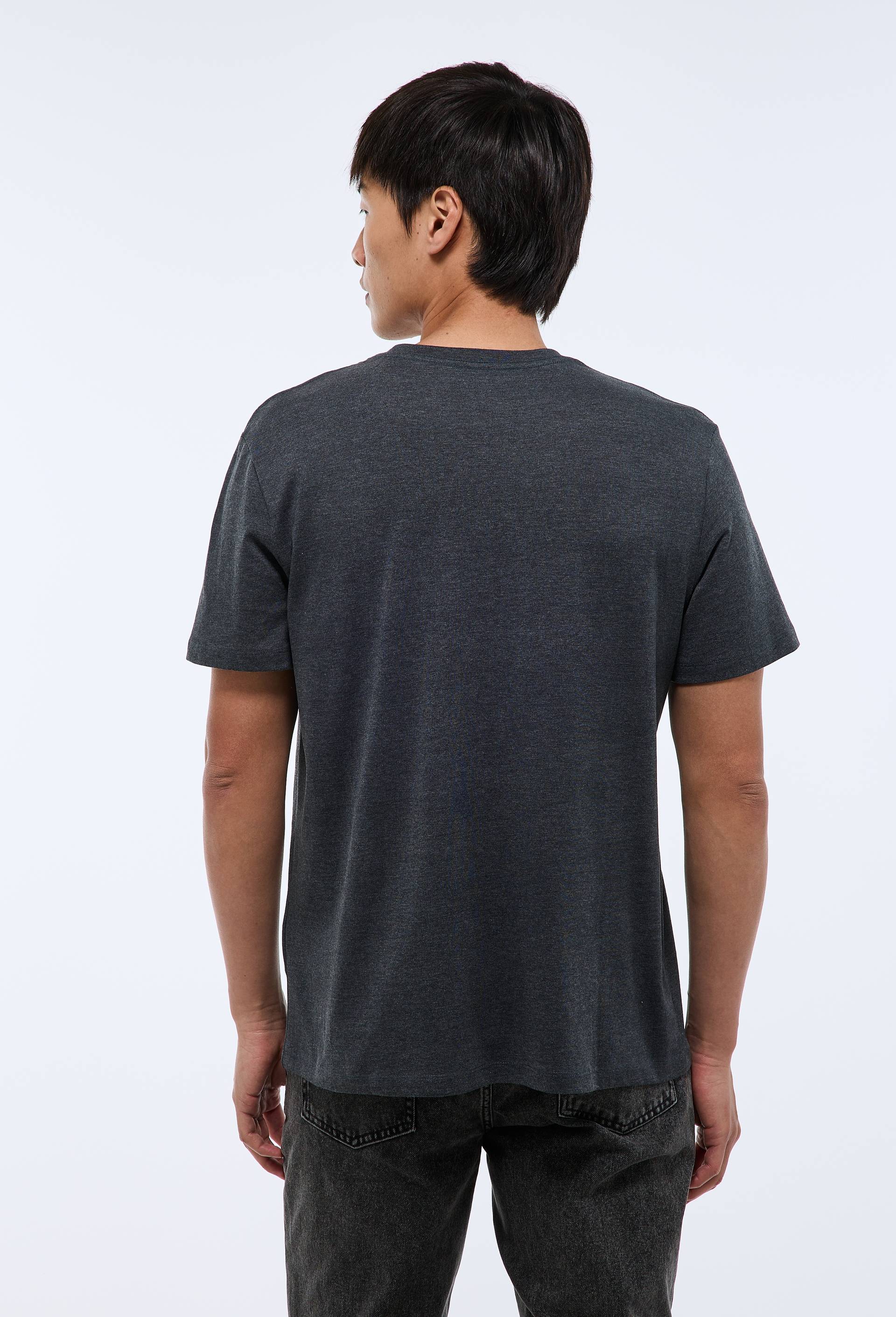 T-shirt manches courtes col v contenant du coton BIO, Gris, large image number 4.0