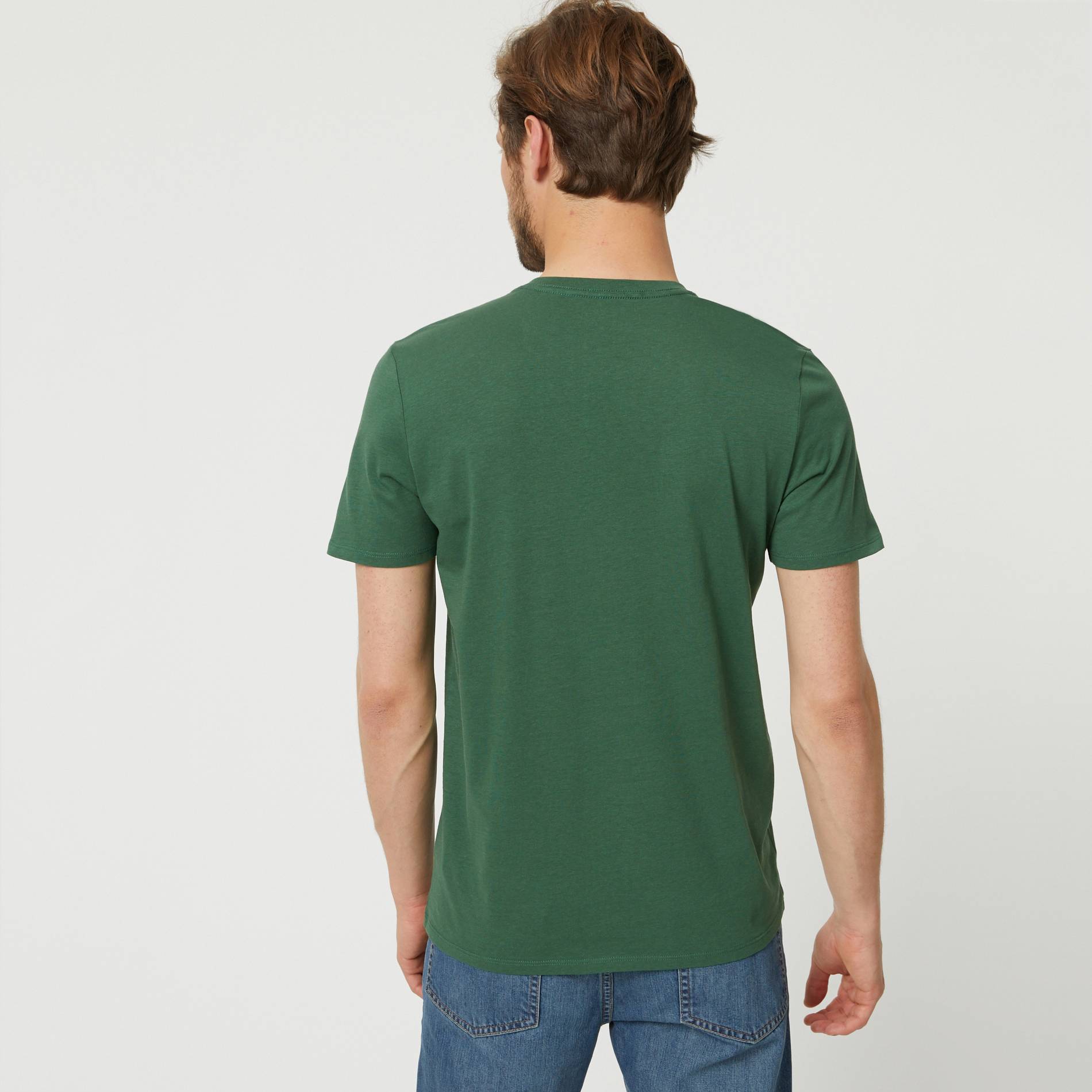 T-shirt manches courtes col v en coton BIO GOTS, Vert foncé, large image number 1