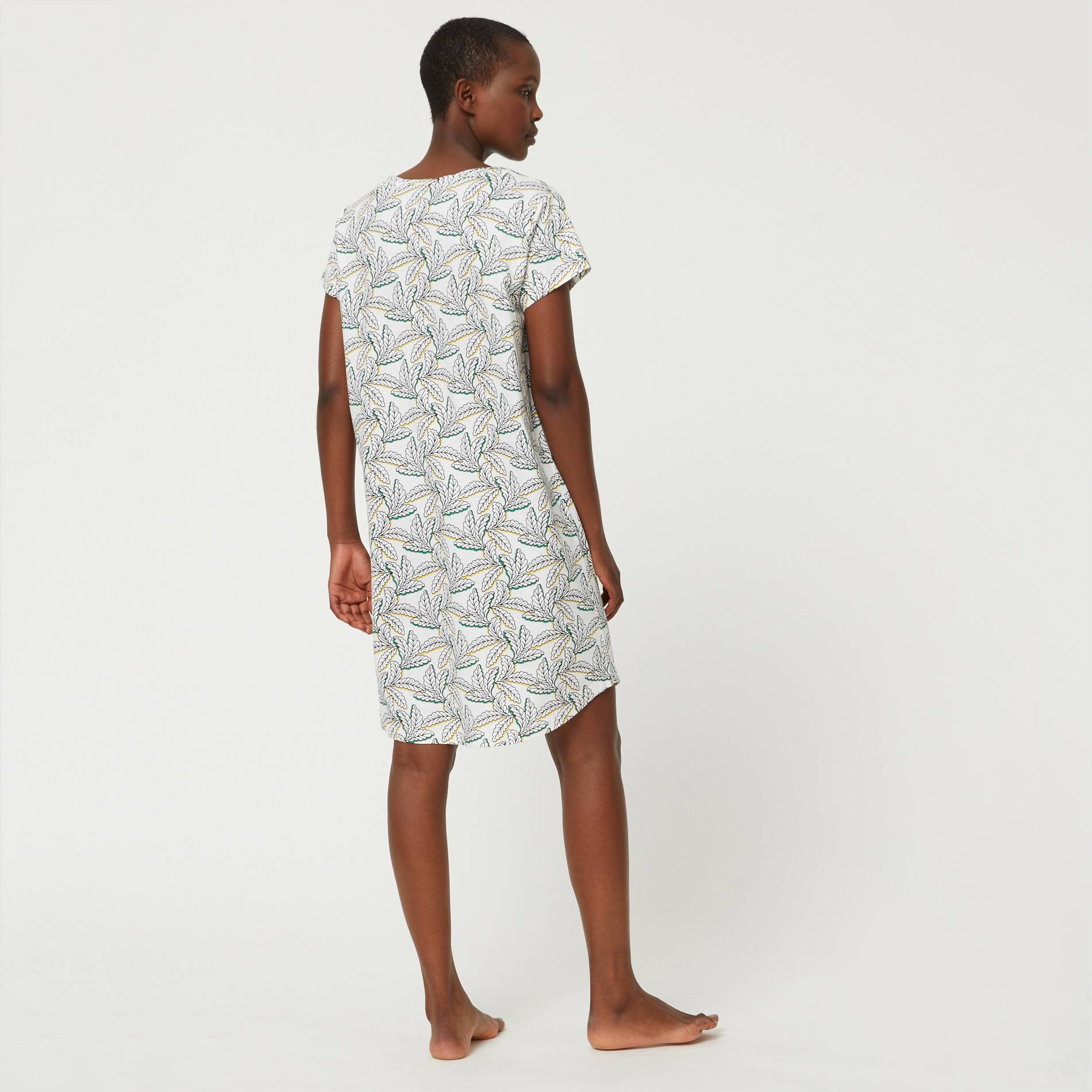Chemise de nuit imprimee feuilles, Blanc, large image number 1