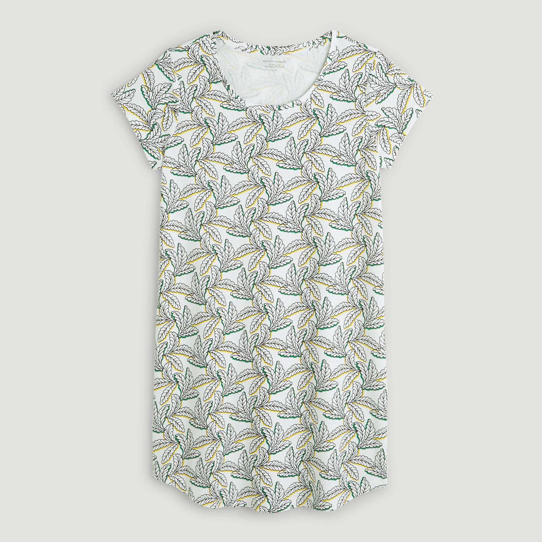 Chemise de nuit imprimee feuilles, Blanc, large image number 2