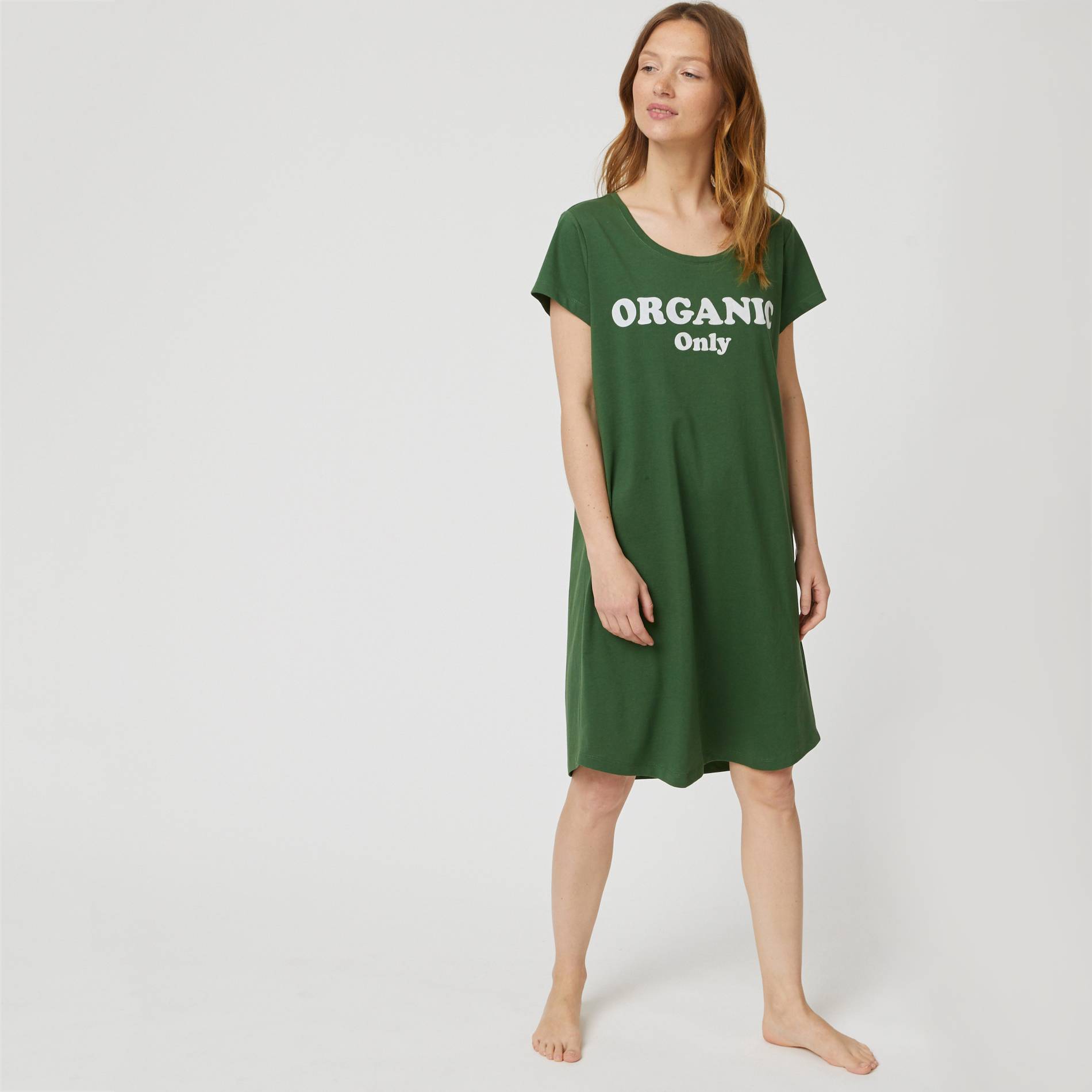 Chemise de nuit en coton BIO, Vert foncé, large image number 0
