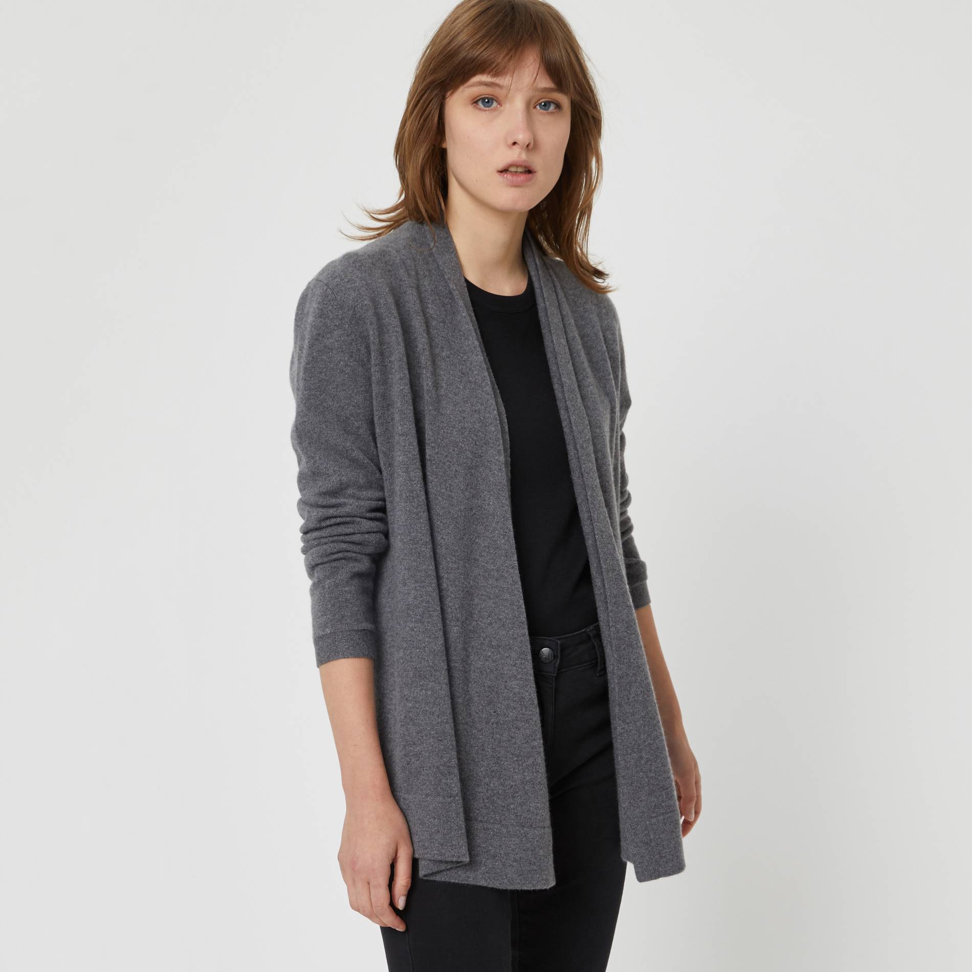 Gilet long en 100% cachemire, Gris moyen, large image number 0