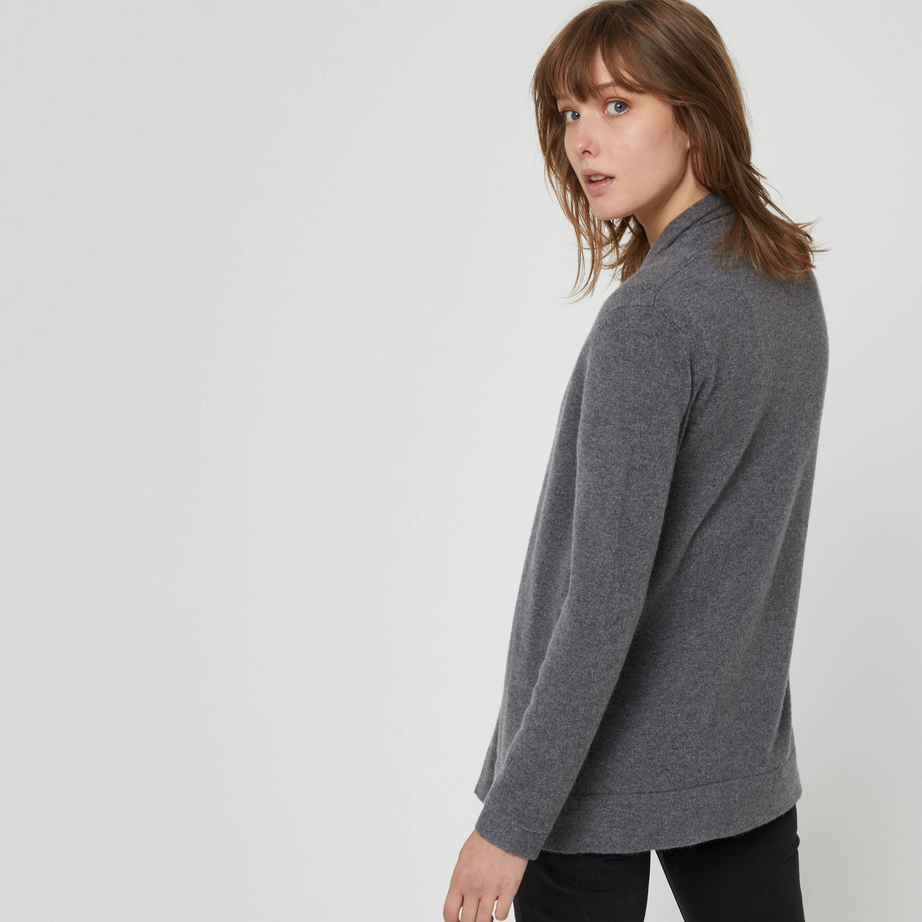 Gilet long en 100% cachemire, Gris moyen, large image number 1.0