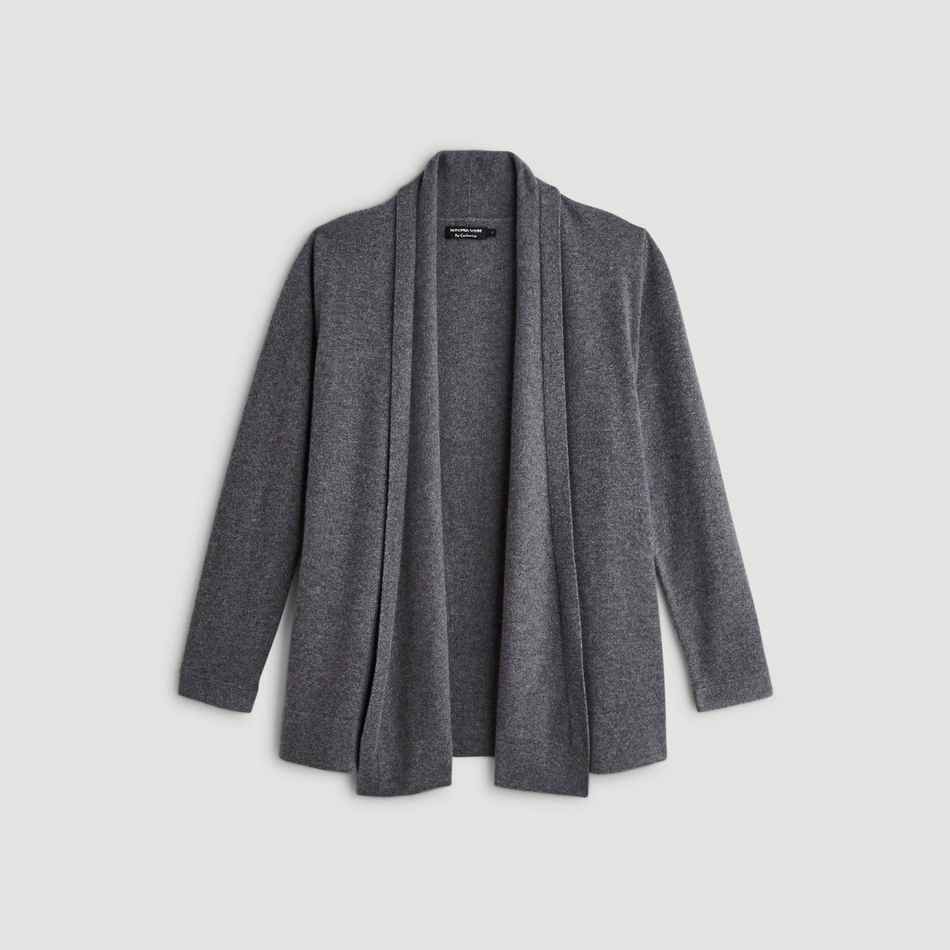 Gilet long en 100% cachemire, Gris moyen, large image number 2.0