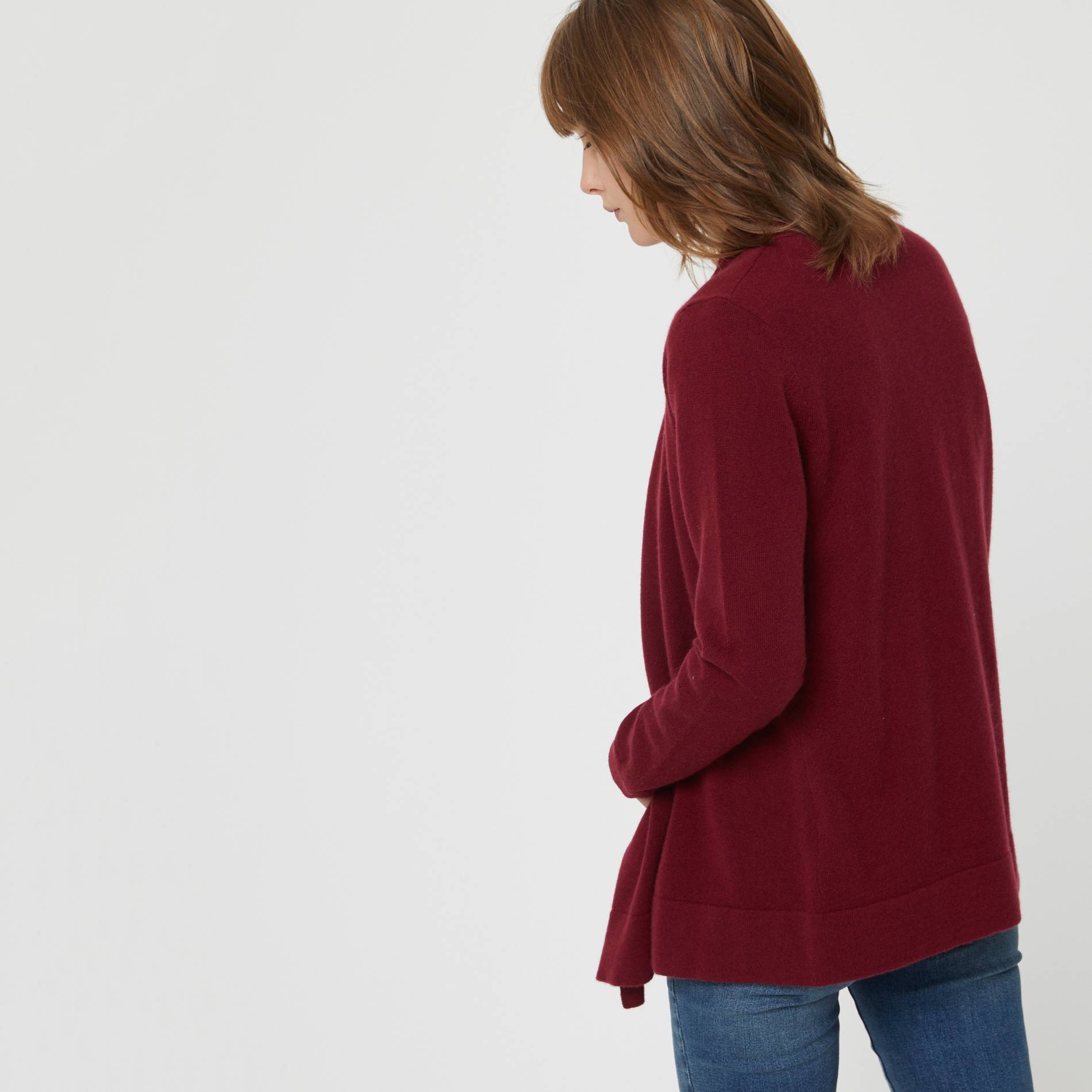 Gilet long en 100% cachemire, Bordeaux, large image number 1