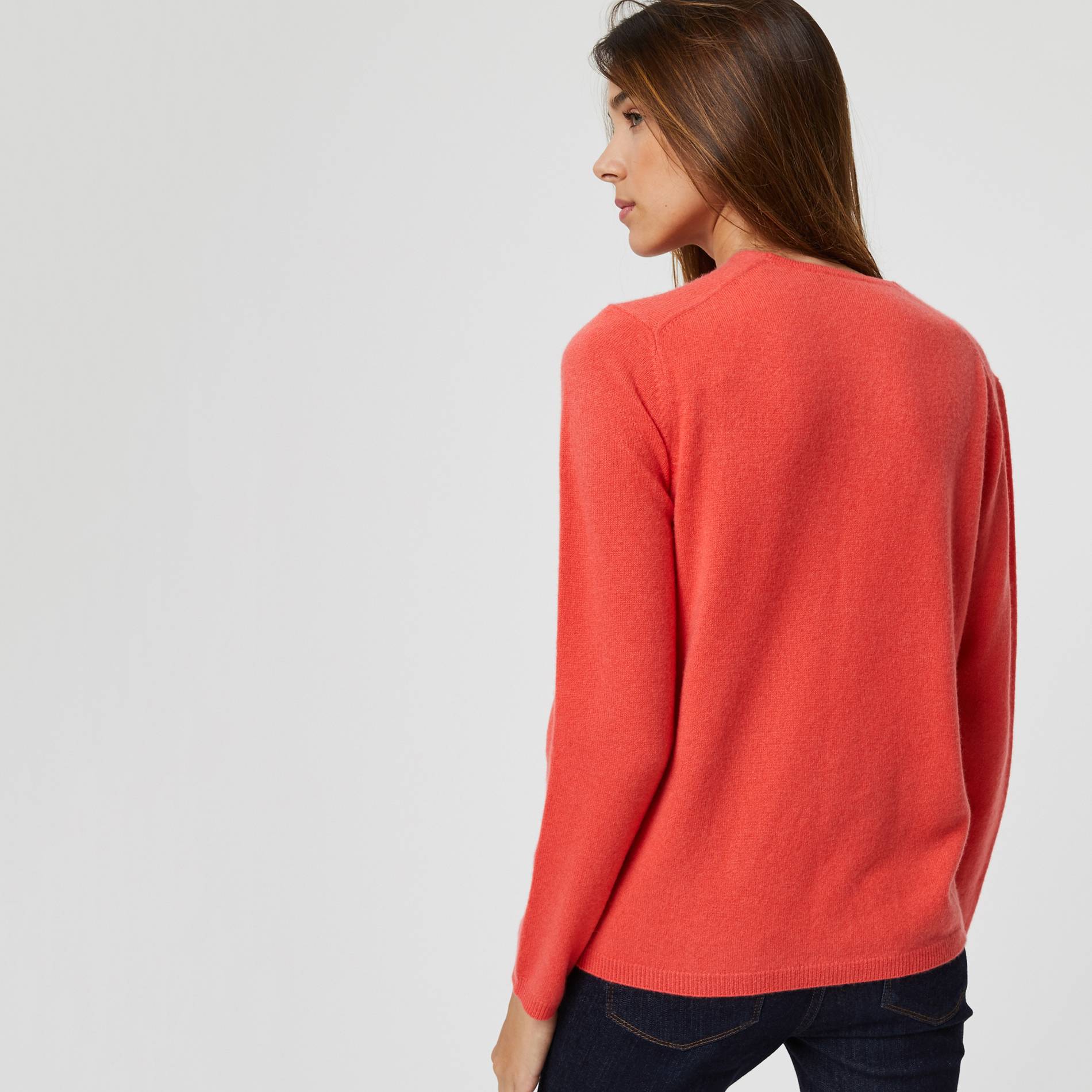 Pull col V en 100% cachemire, Cerise, large image number 1.0