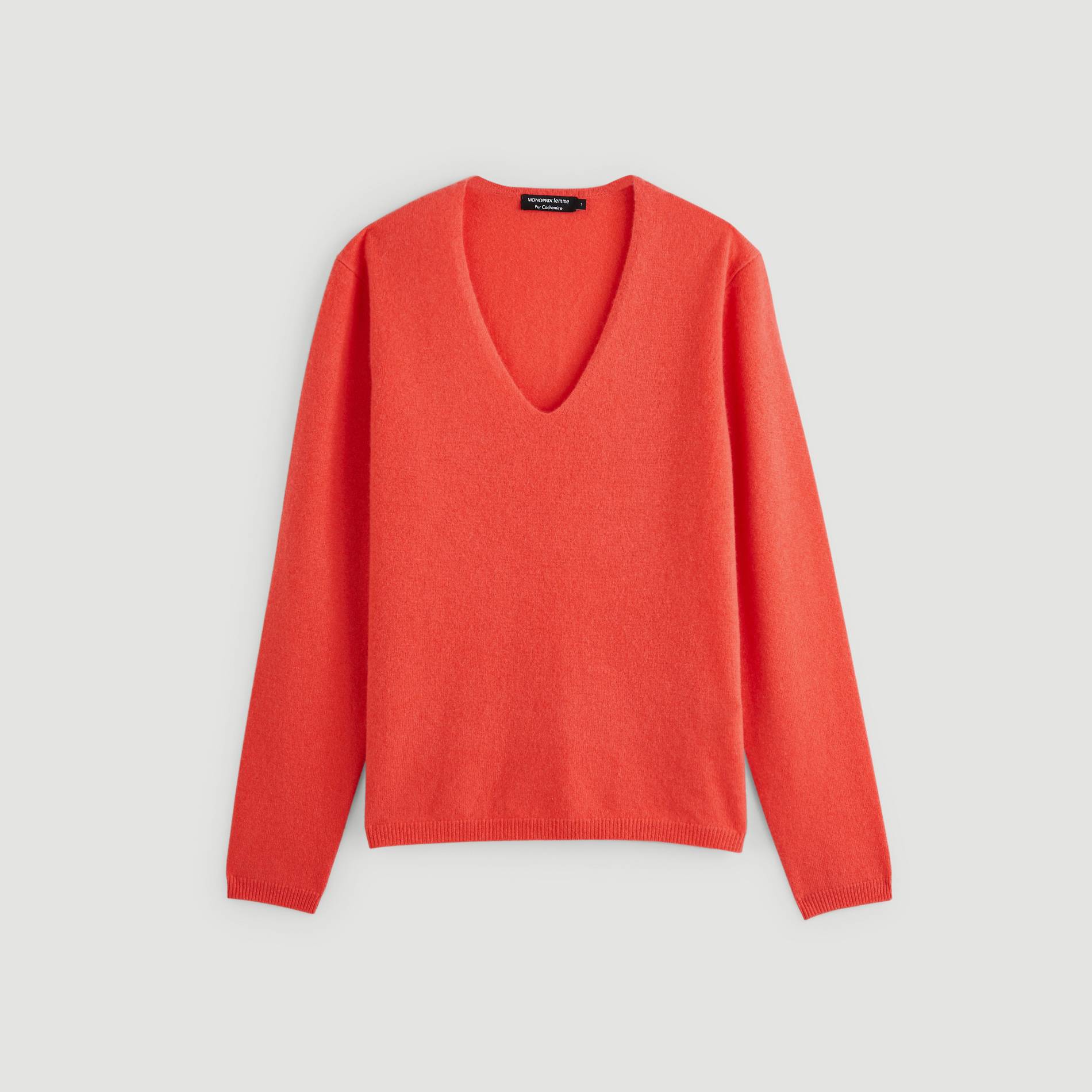 Pull col V en 100% cachemire, Cerise, large image number 2.0