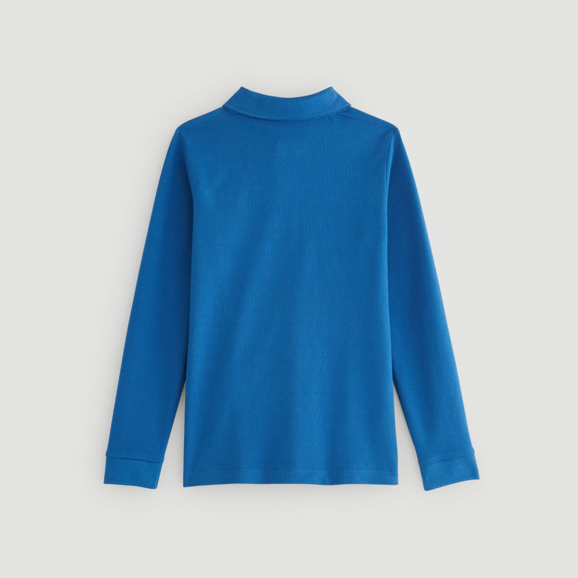 Polo manches longues en coton BIO, Bleu vif, large image number 1