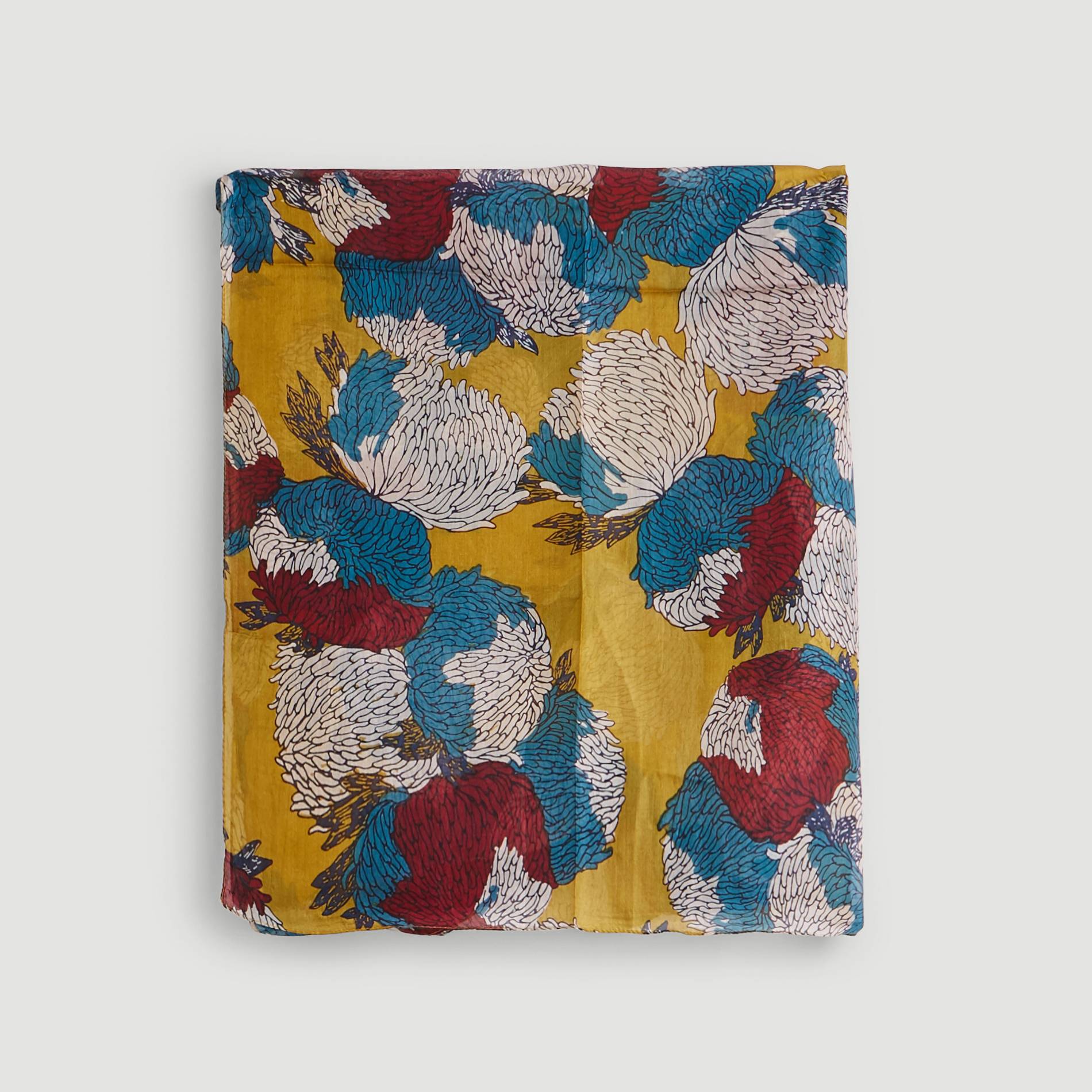 Etole en soie imprime chrysanthemes, Bronze, large image number 1.0