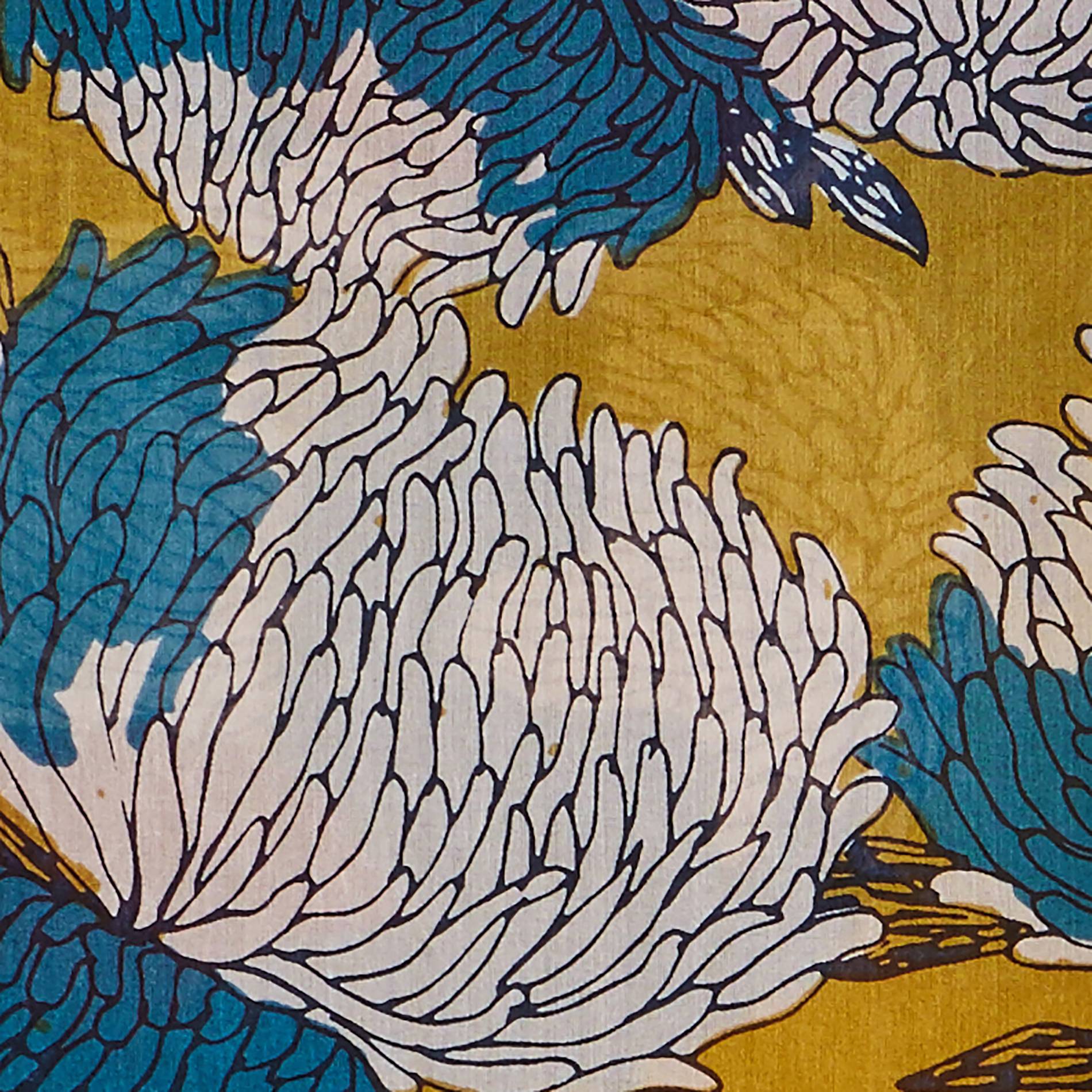 Etole en soie imprime chrysanthemes, Bronze, large image number 2.0