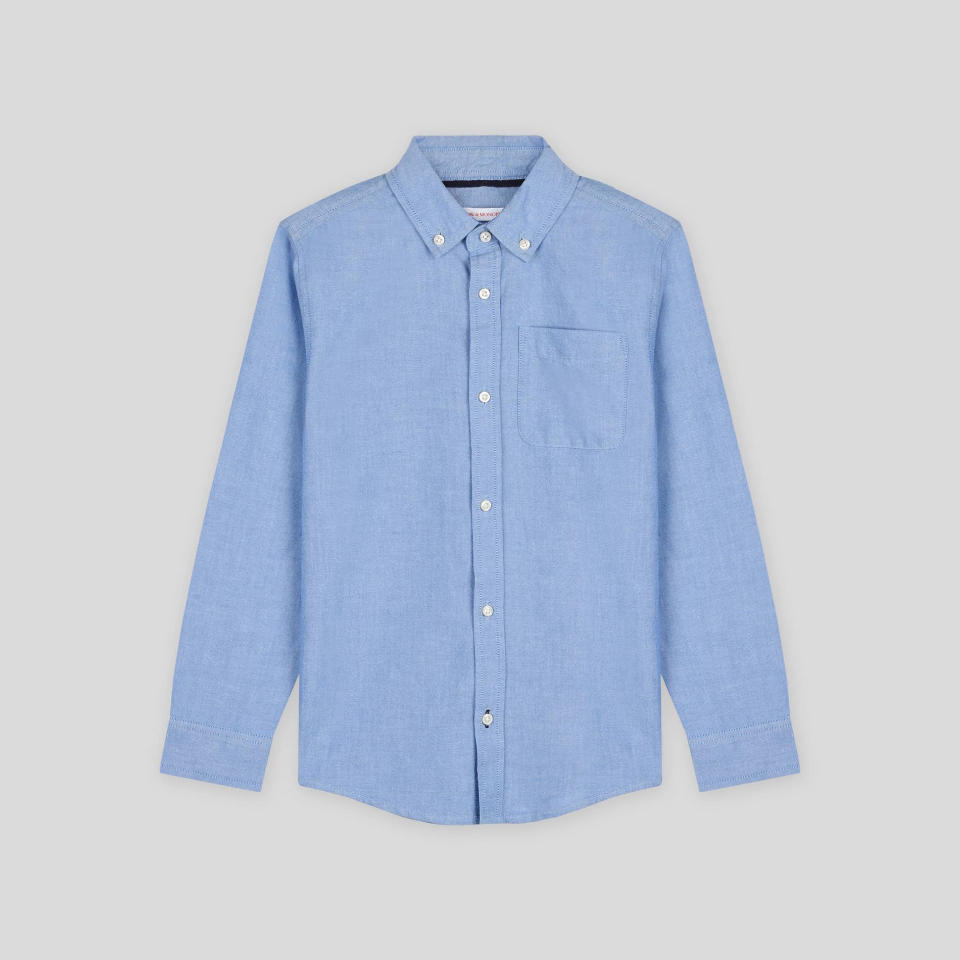 Chemise oxford unie en coton BIO, Bleu, large image number 0