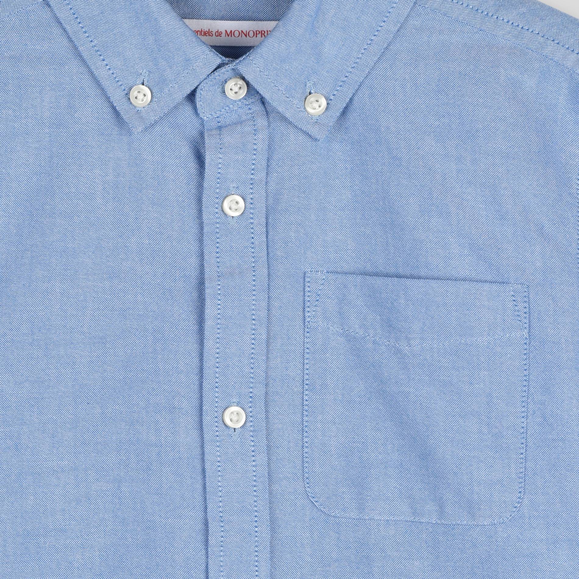 Chemise oxford unie en coton BIO, Bleu, large image number 2