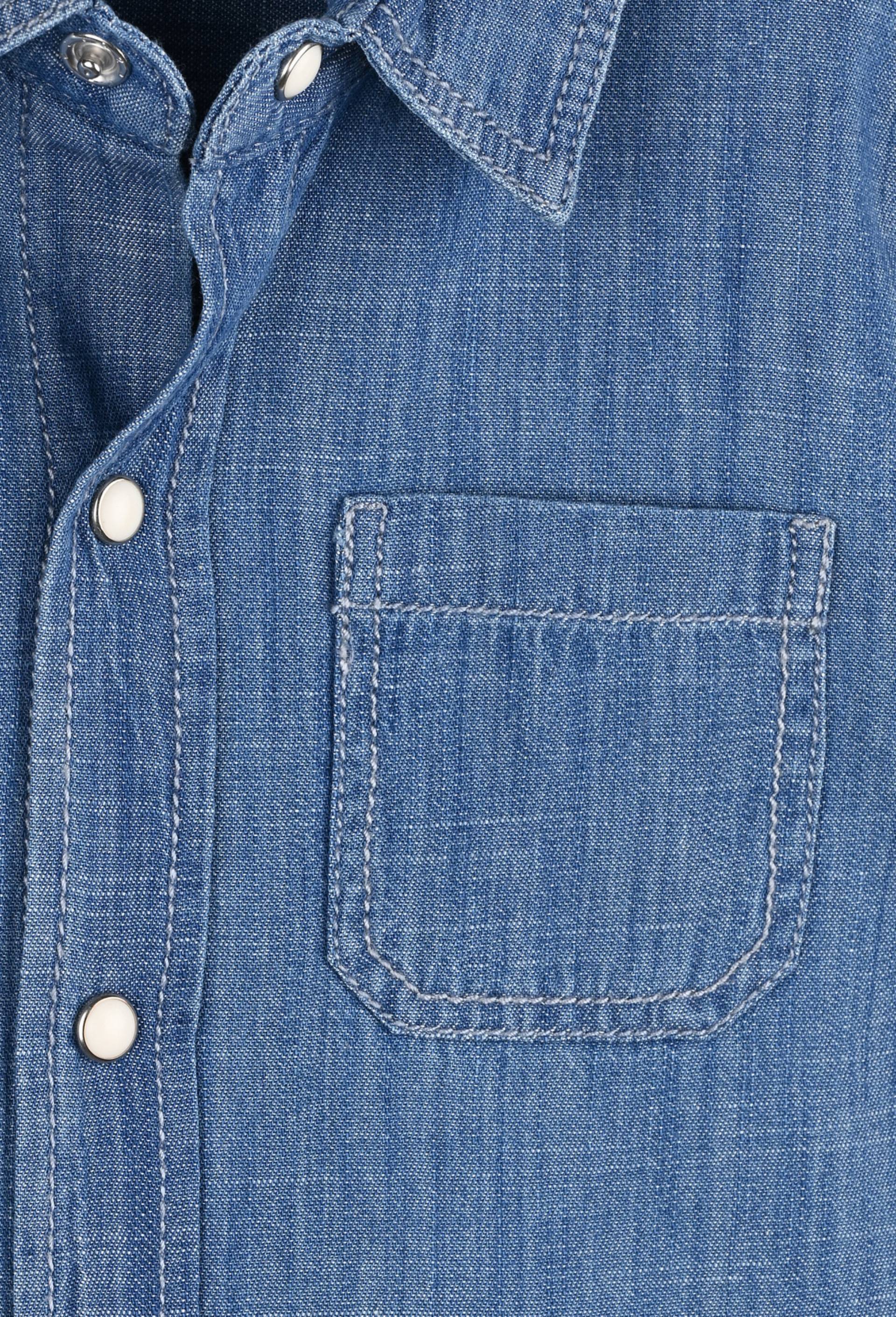 Chemise unie col chemise manches longues chambray, gar&ccedil;on, en coton BIO, OEKO-TEX, Bleu, large image number 2