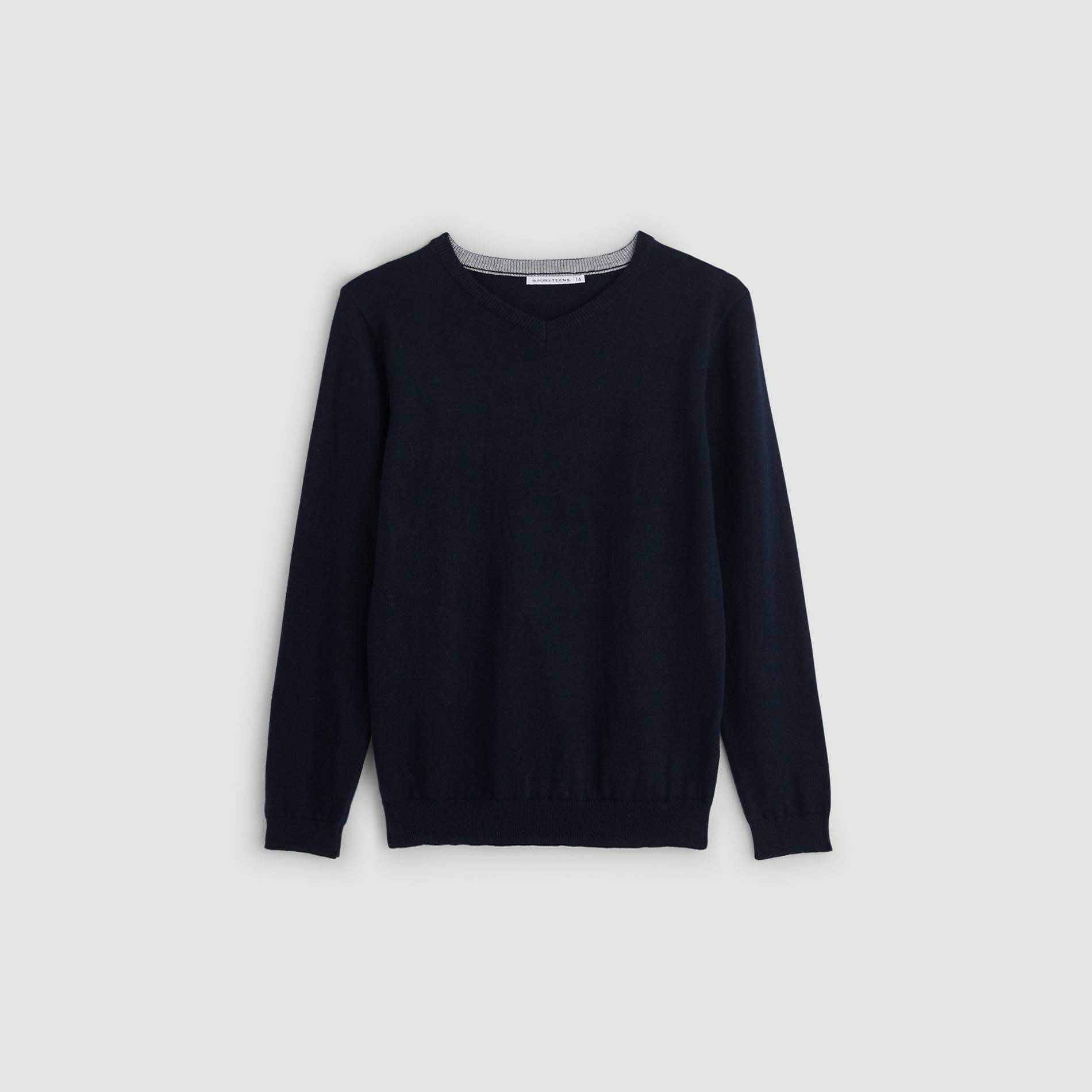 Pull col V, Bleu marine, large image number 0.0