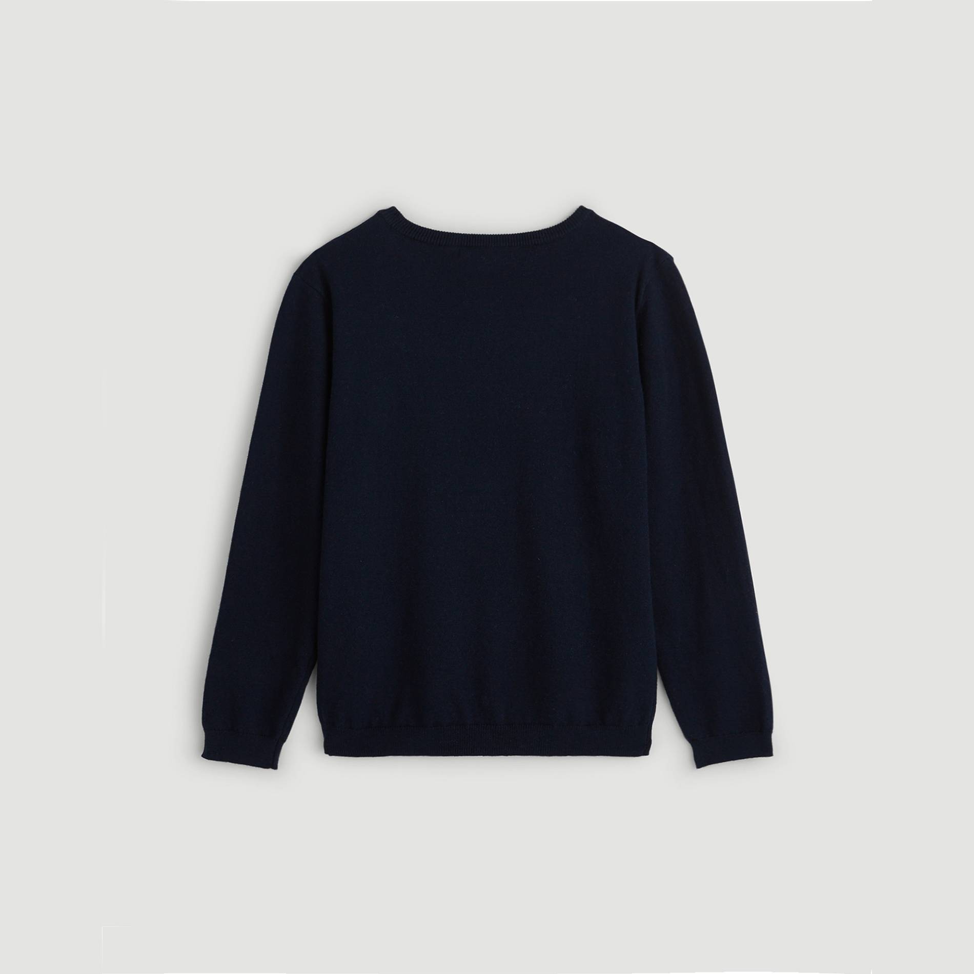 Pull col V, Bleu marine, large image number 1