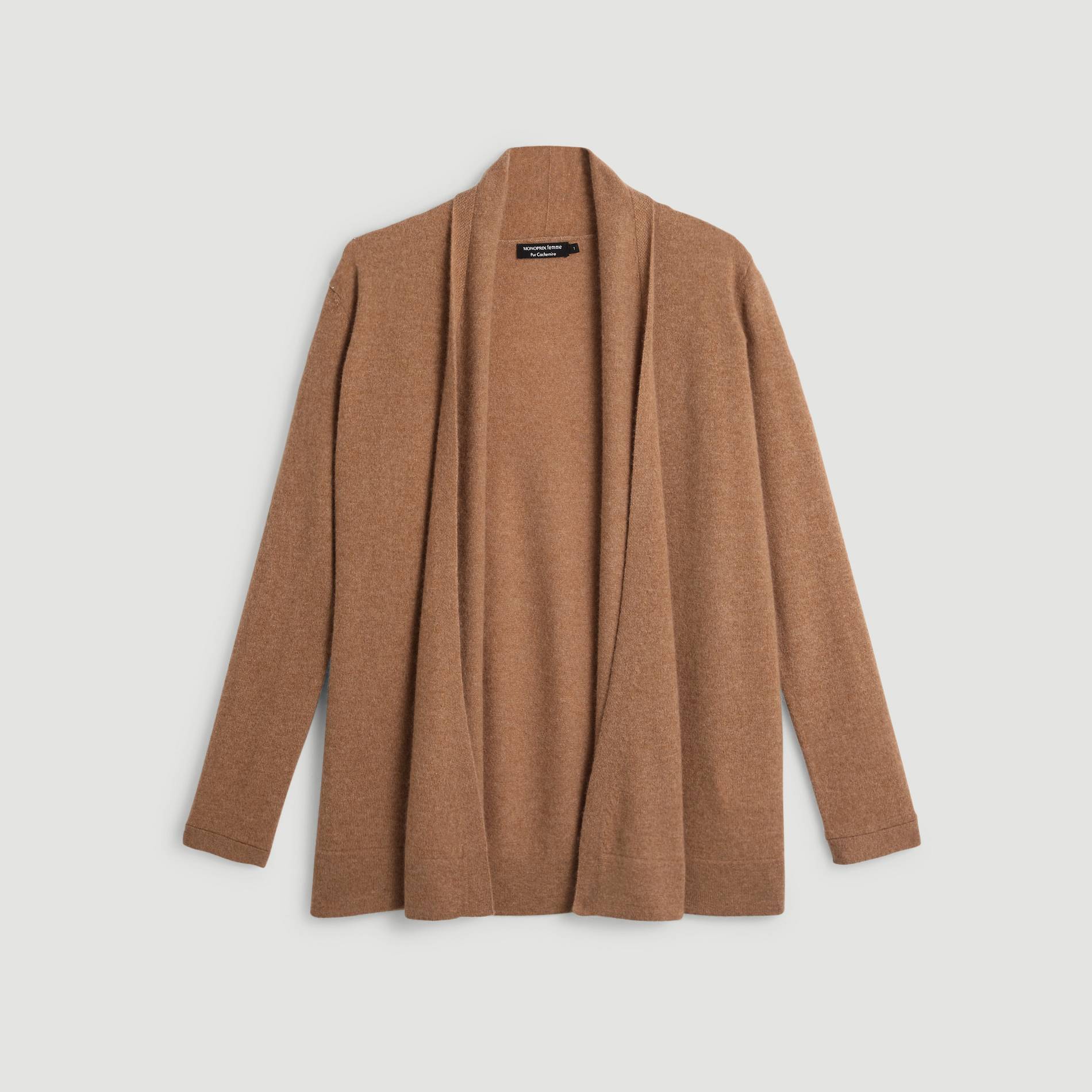 Gilet long en 100% cachemire, Brun clair, large image number 2
