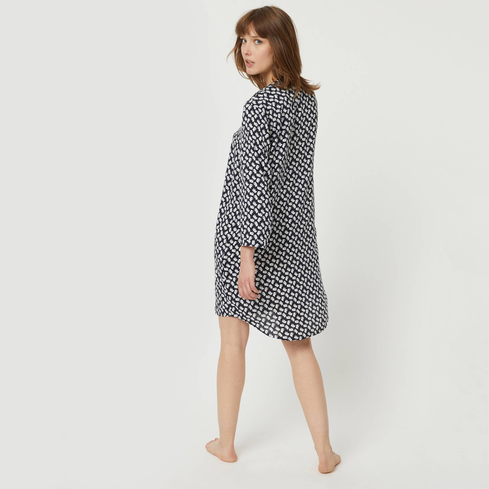 Chemise de nuit en viscose imprimee elephant, Bleu marine, large image number 1