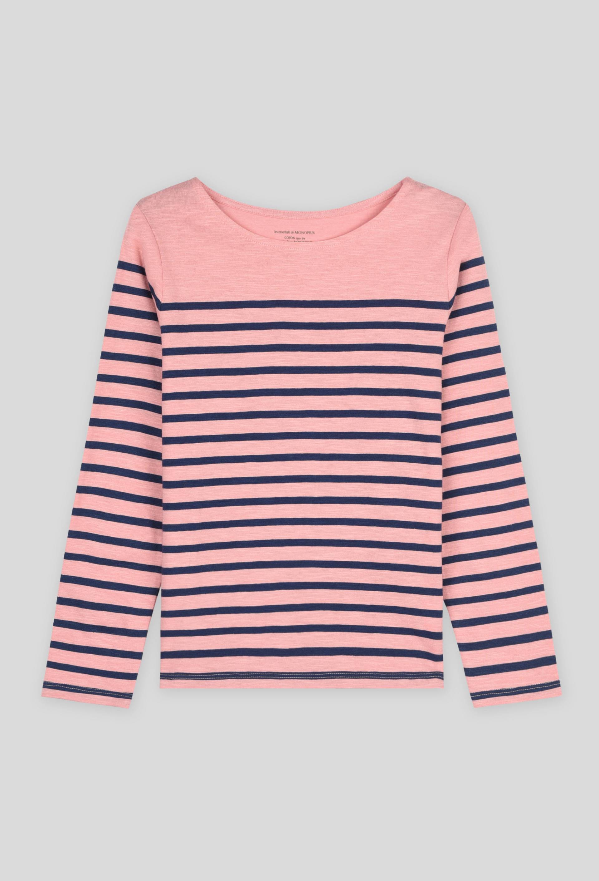 Marinière en coton certifiée Oekotex, Rose, large image number 0