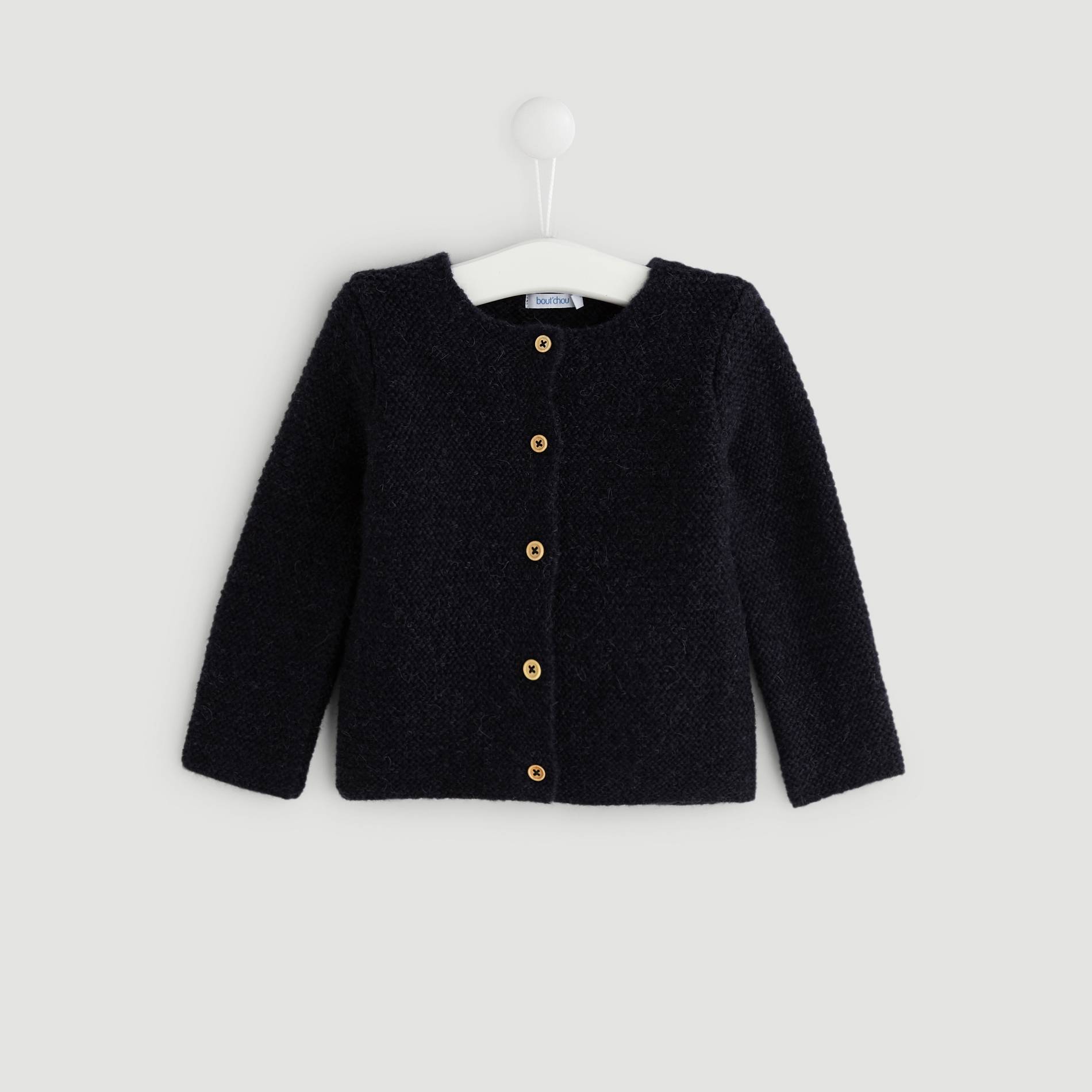 Cardigan en point mousse, Bleu marine, large image number 0.0