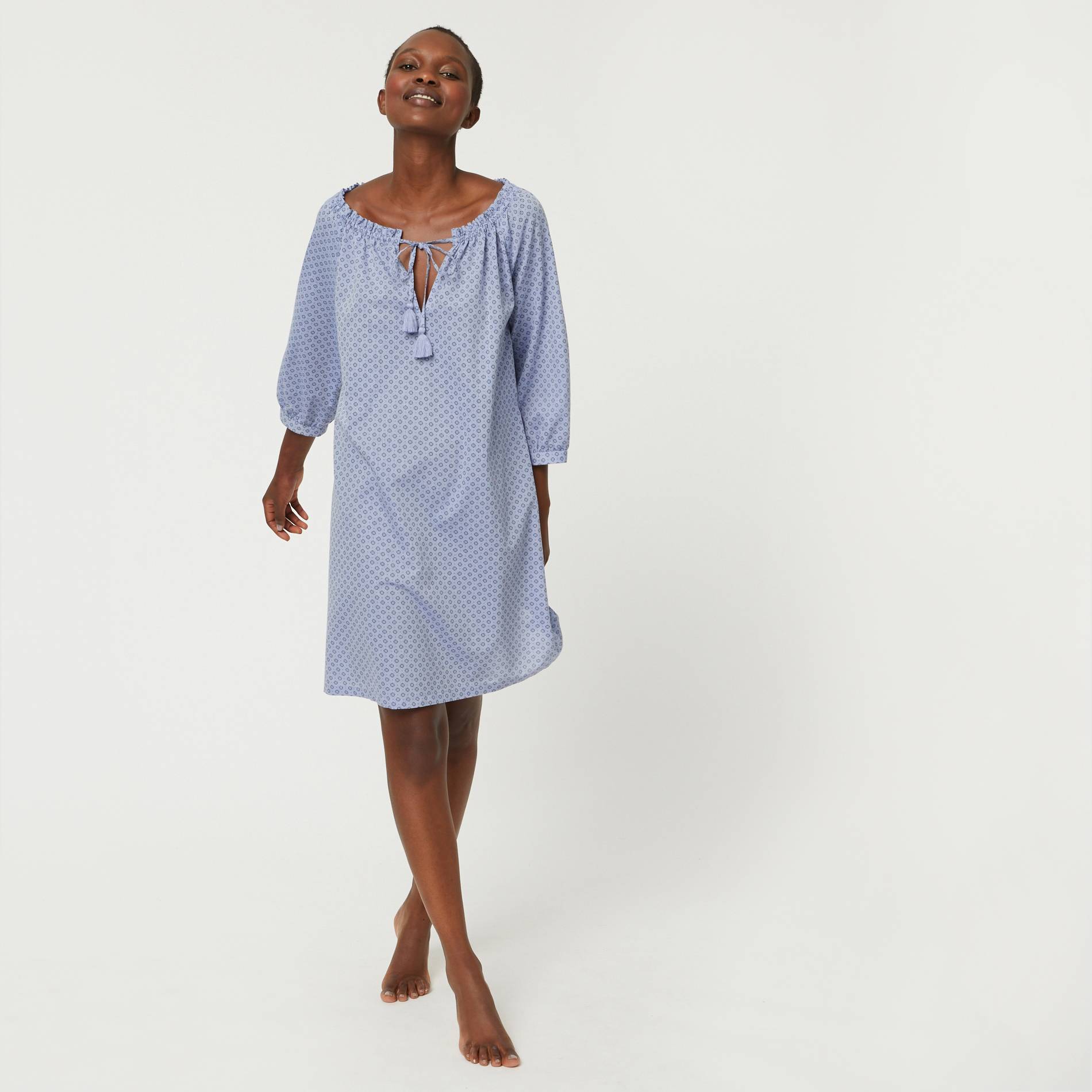 Chemise de nuit imprimee en chambray, Bleu, large image number 0