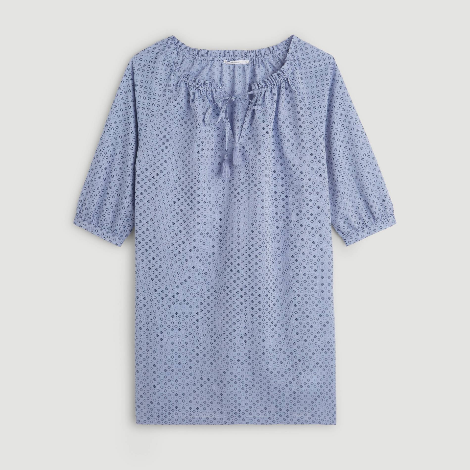 Chemise de nuit imprimee en chambray, Bleu, large image number 2.0