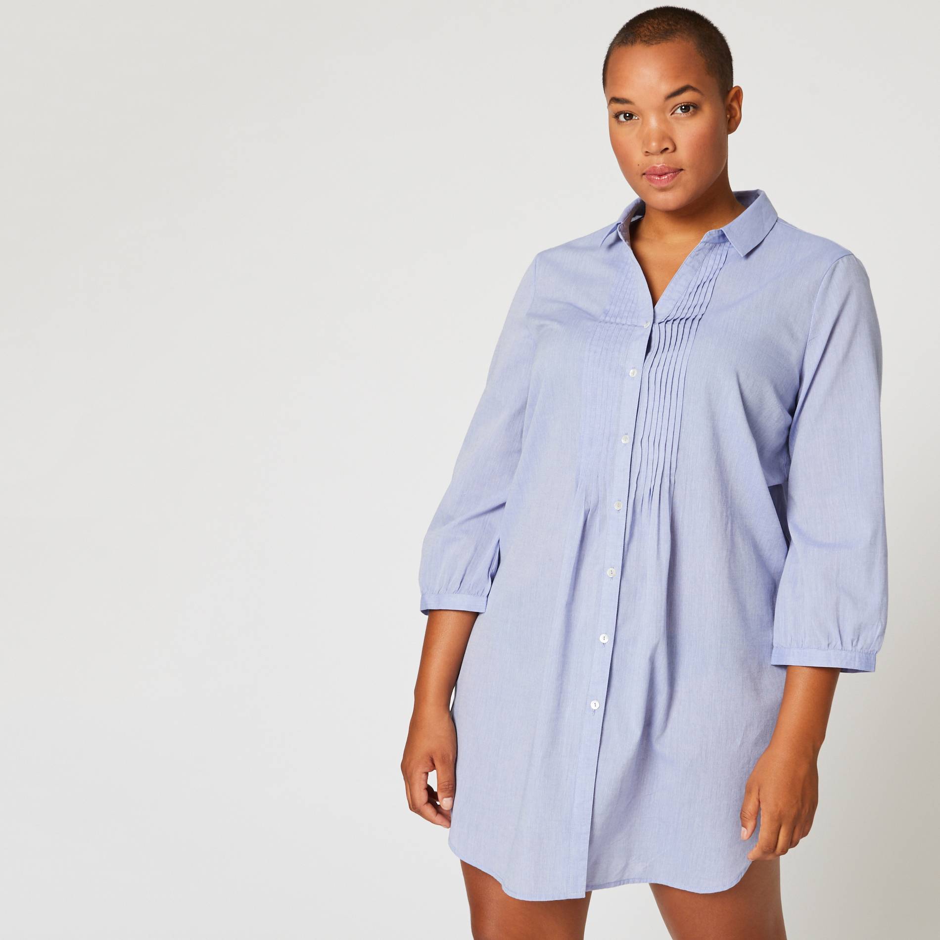 Chemise de nuit manches 3/4 en chambray, Bleu pâle, large image number 0