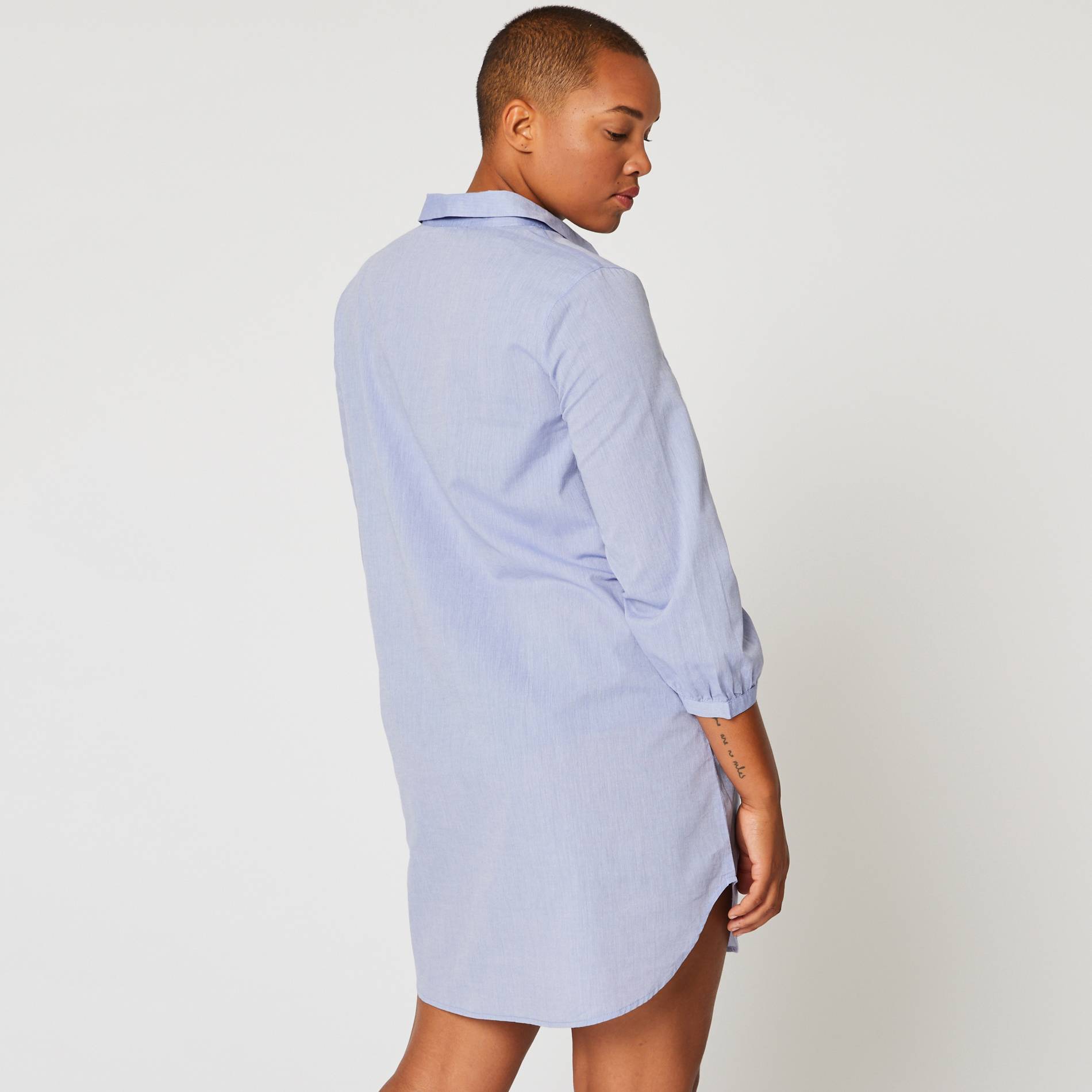 Chemise de nuit manches 3/4 en chambray, Bleu pâle, large image number 1